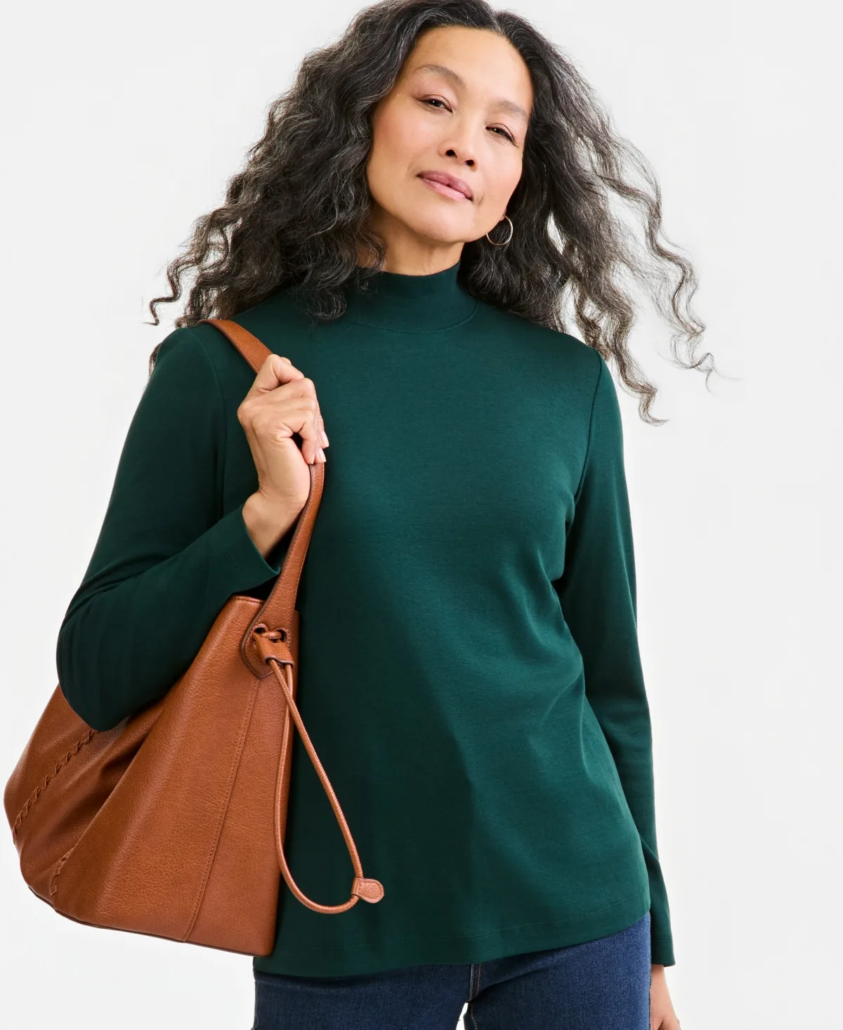 Cotton Mock-Neck Long-Sleeve Tee by Style & Co