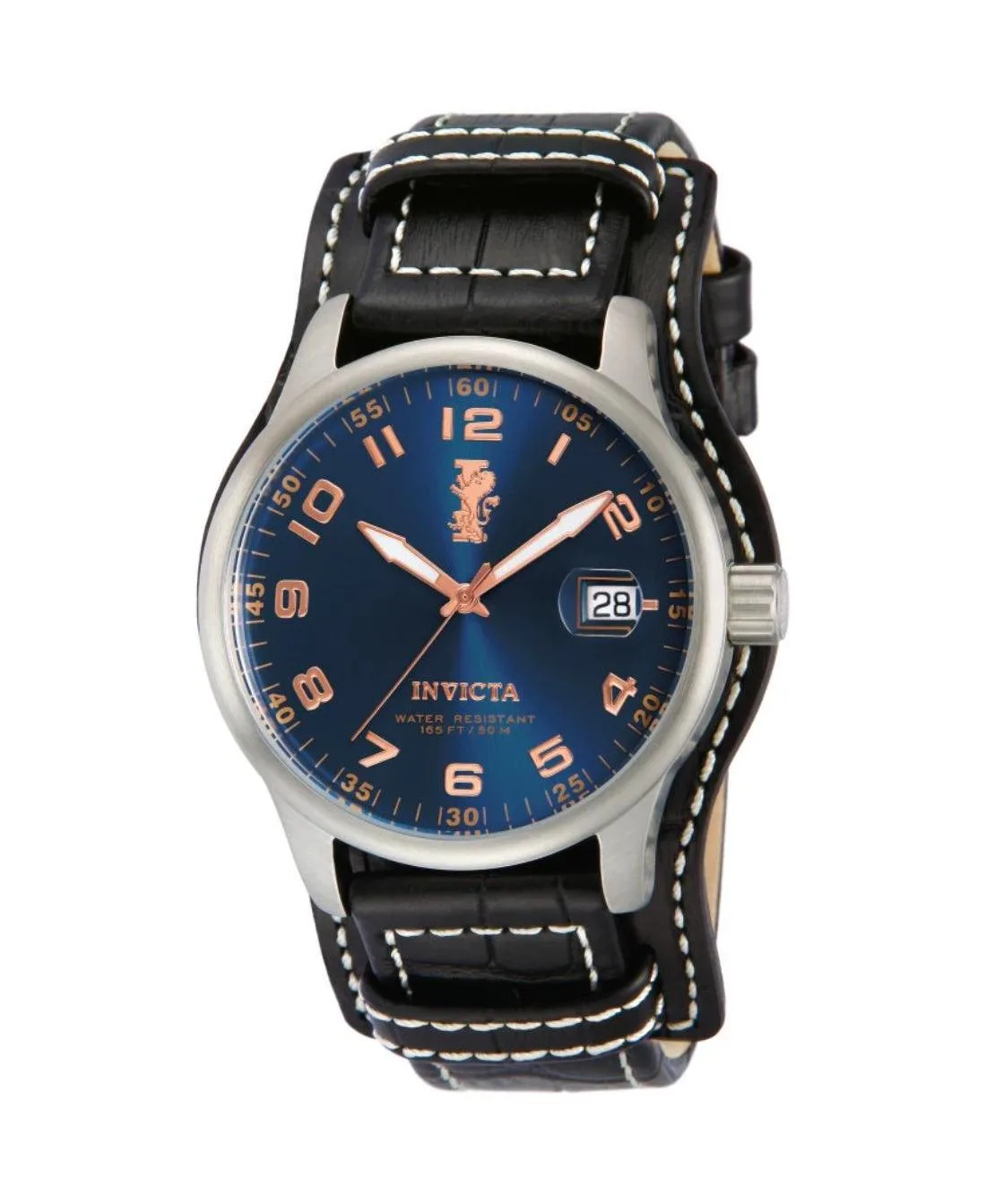 I-Force Quartz Water-Resistant Blue Dial Black Leather Watch, 44mm by Invicta