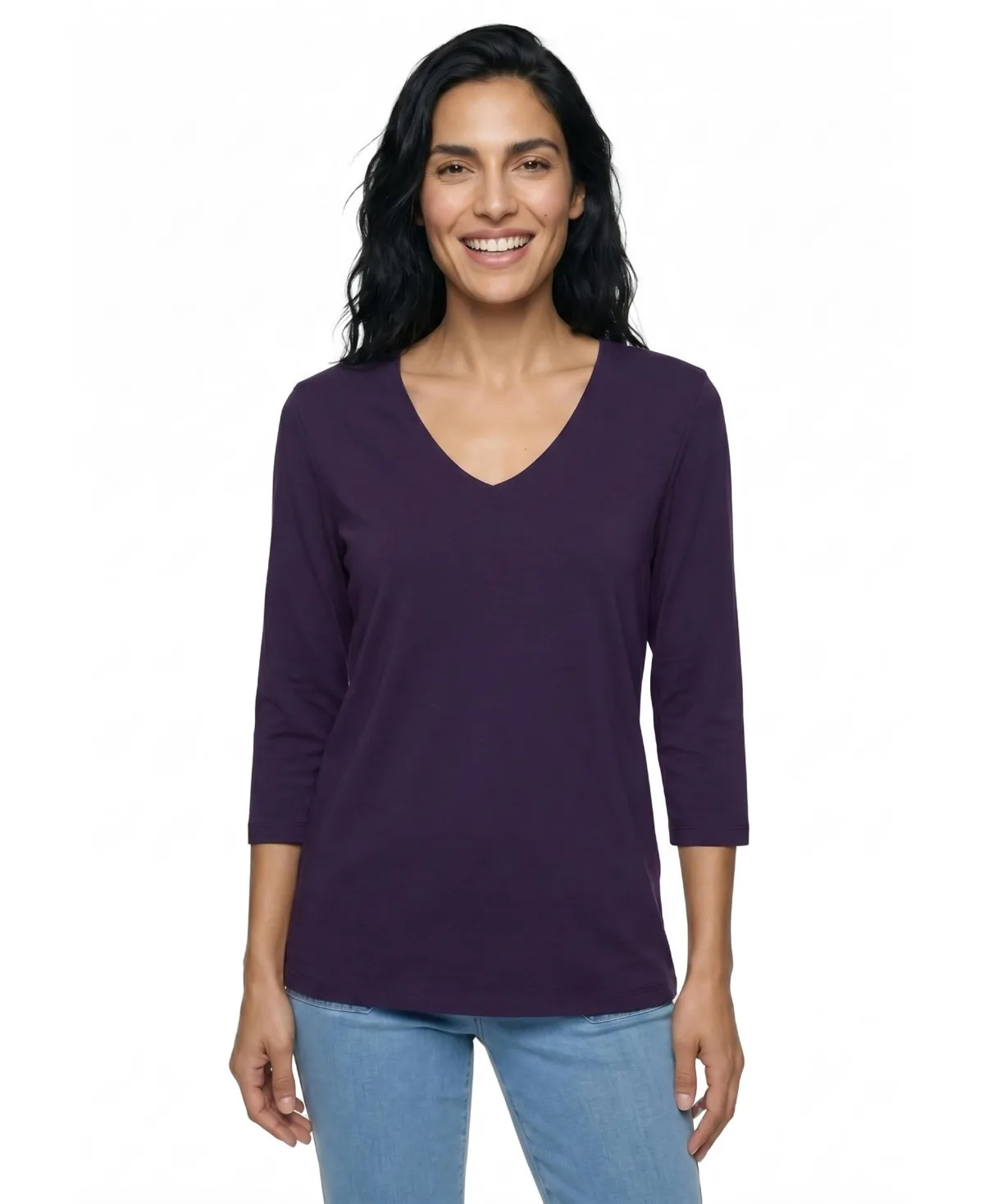 V-Neck 3/4-Sleeve T-Shirt by Olsen