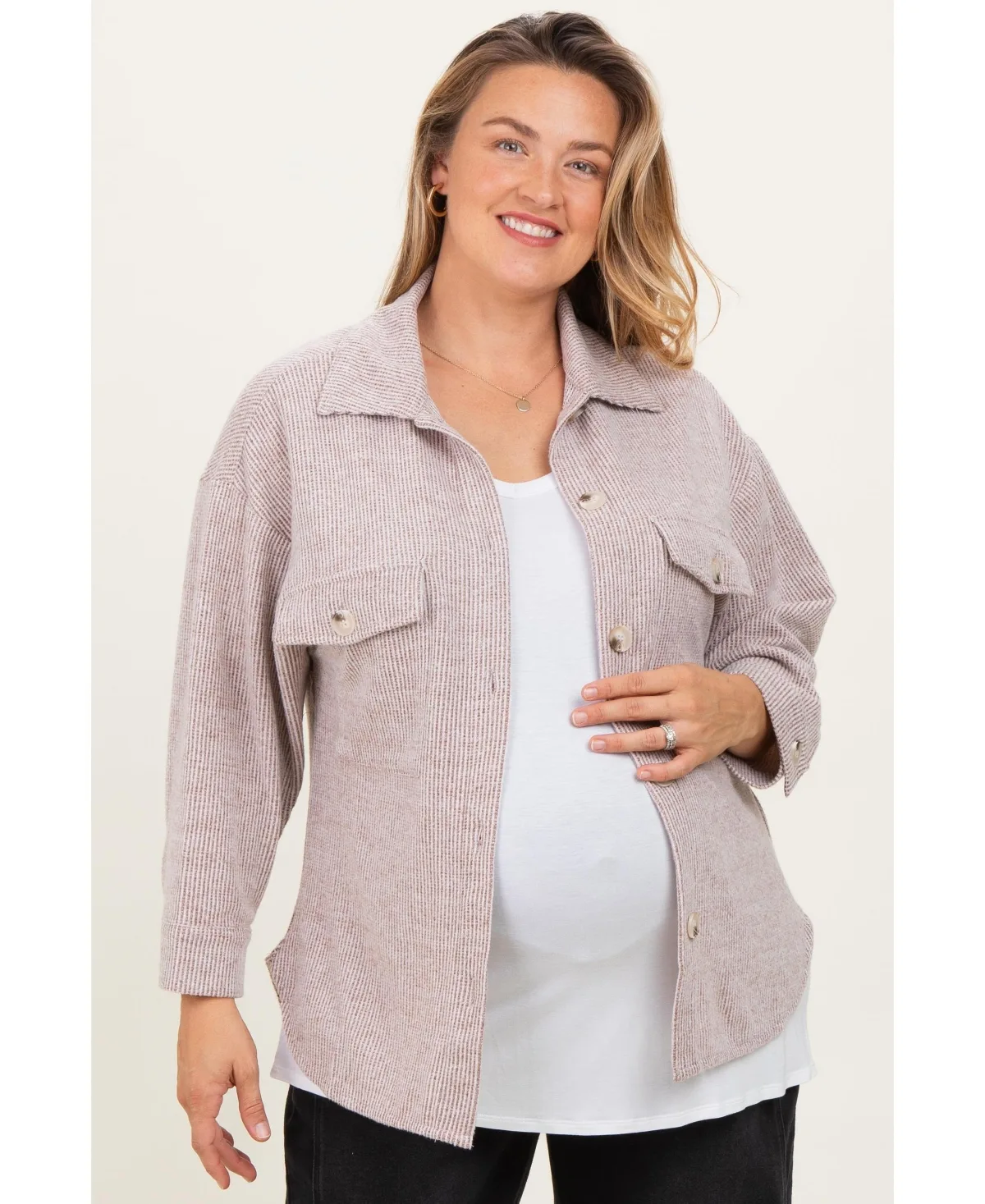 Brushed Knit Shirt Jacket by PinkBlush