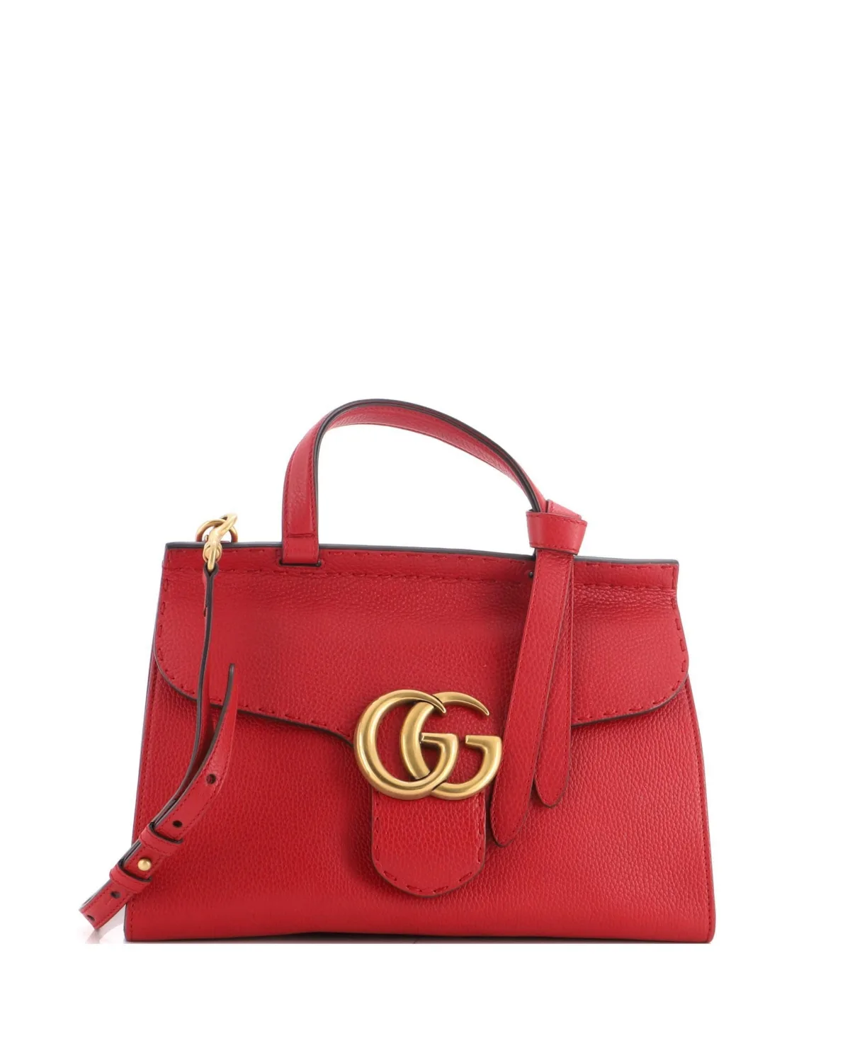 Pre-Owned Gucci Small Gg Marmont Top Handle Bag Leather