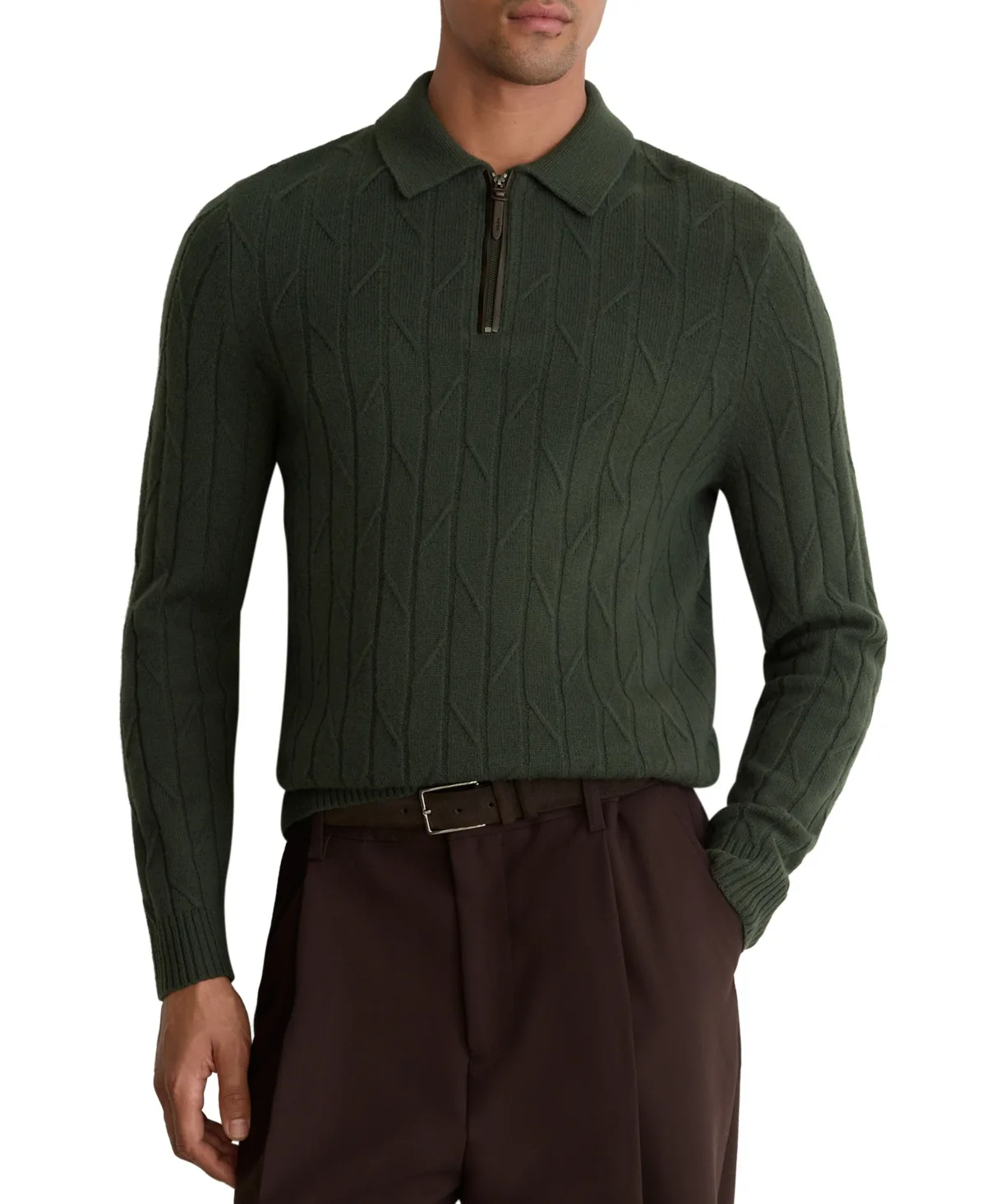 Barstow Wool Half-Zip Rib-Knit Polo Sweater
