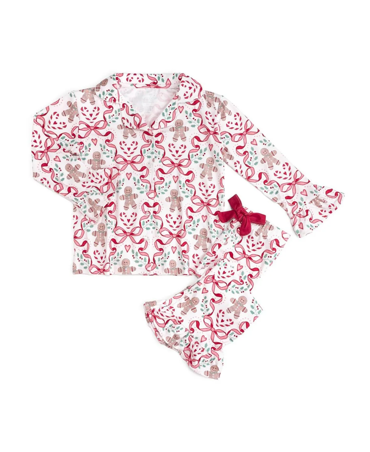 Gingerbread Trellis Holiday Long-Sleeve Top and Pants, 2-Piece Set by Sweet Wink