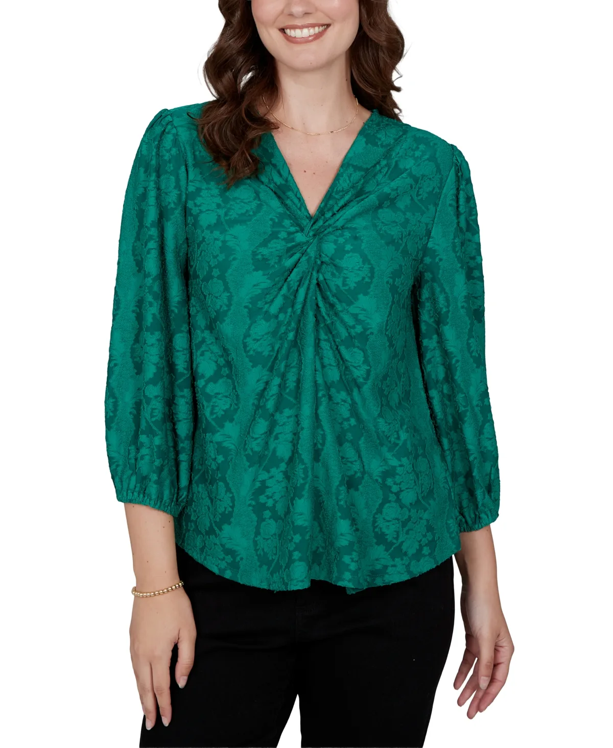 Floral Twist Front 3/4-Sleeve Blouse by Ruby Rd