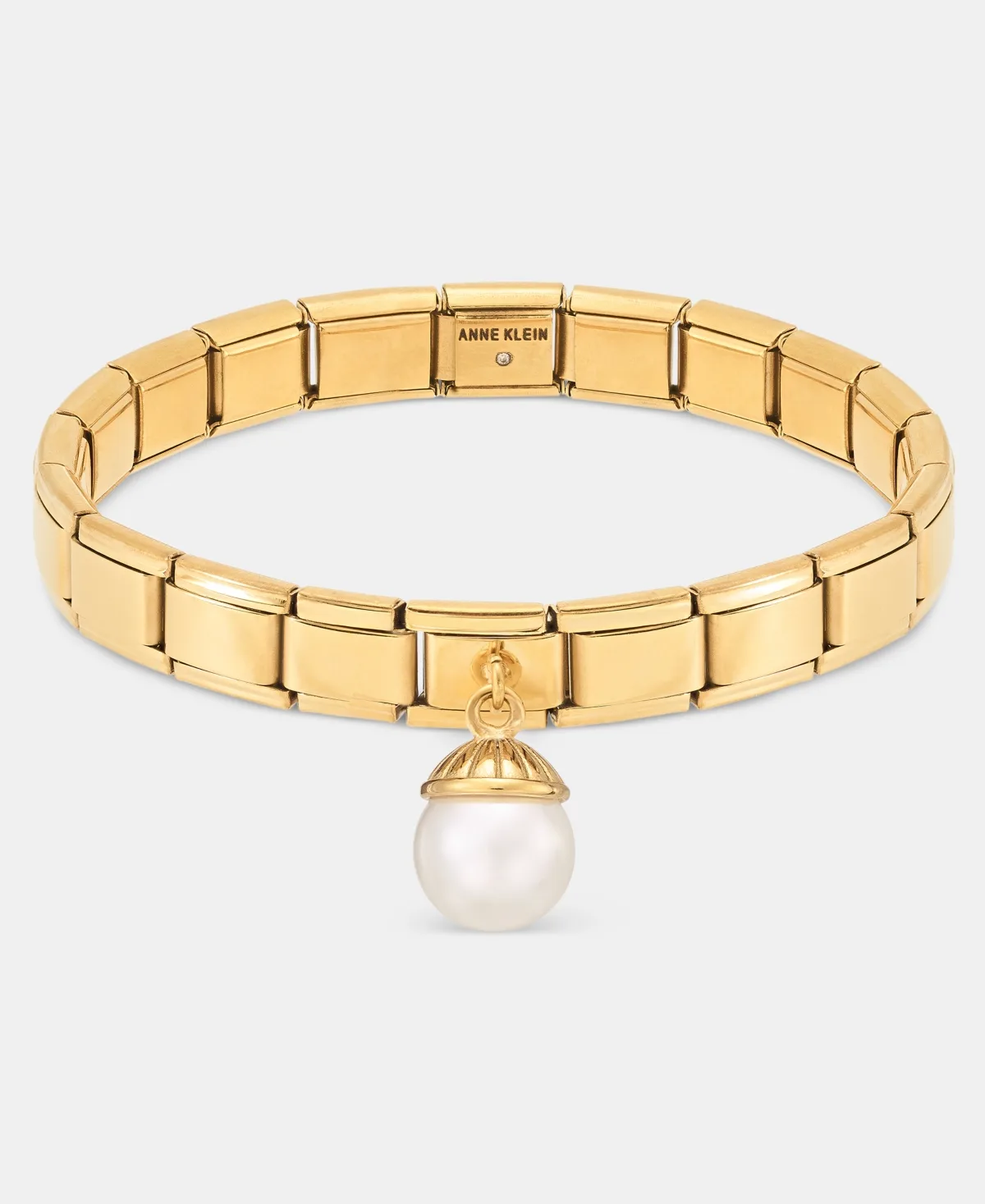 Imitation Pearl Fluted Charm Stretch Bracelet by Anne Klein