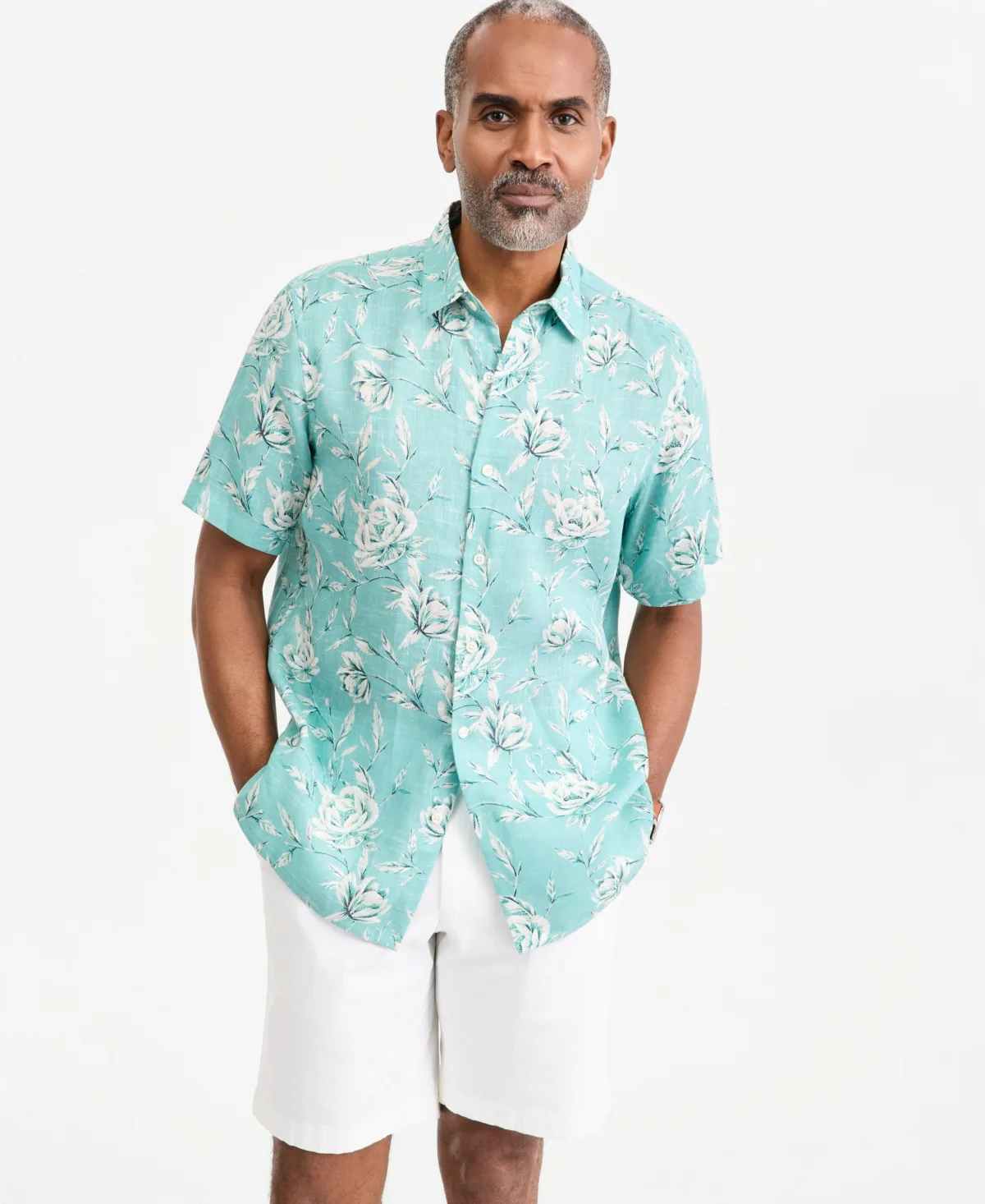 Wally Linen Floral-Print Short-Sleeve Shirt by Club Room