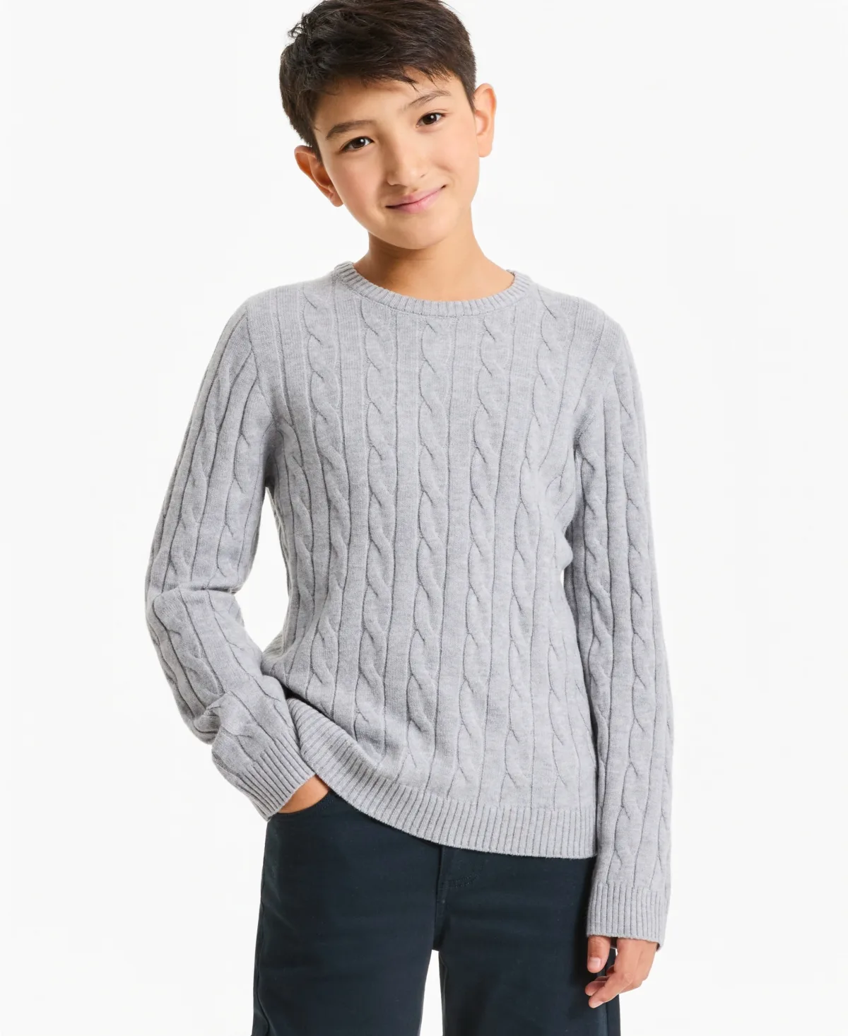 Dreamyarn Cable-Knit Crewneck Long-Sleeve Sweater by Epic Threads