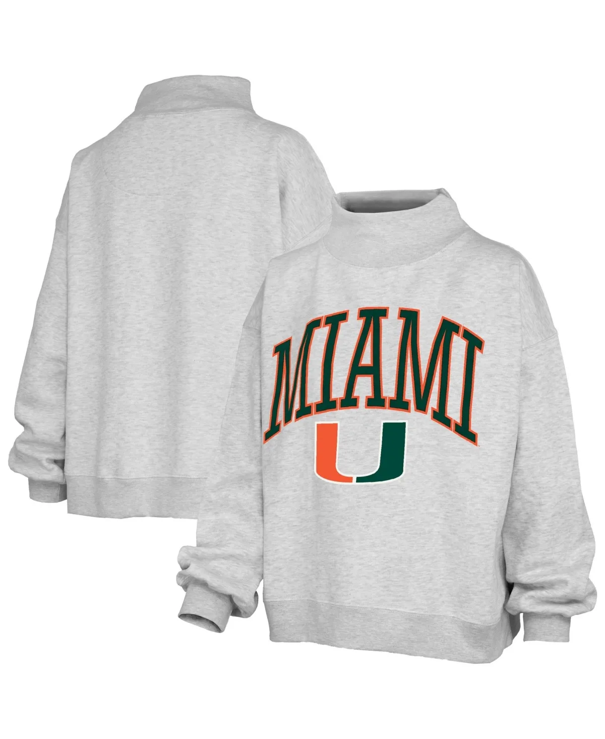 Nelson Texture Lingo Miami Hurricanes Oversized Mock Neck Fleece Sweatshirt