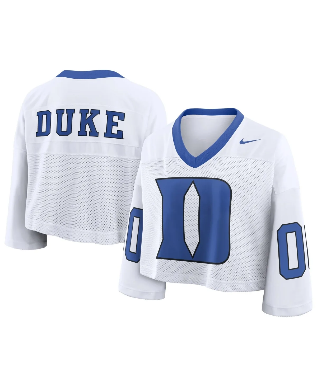 Duke Blue Devils Oversized Logo Cropped Fashion Jersey by Nike