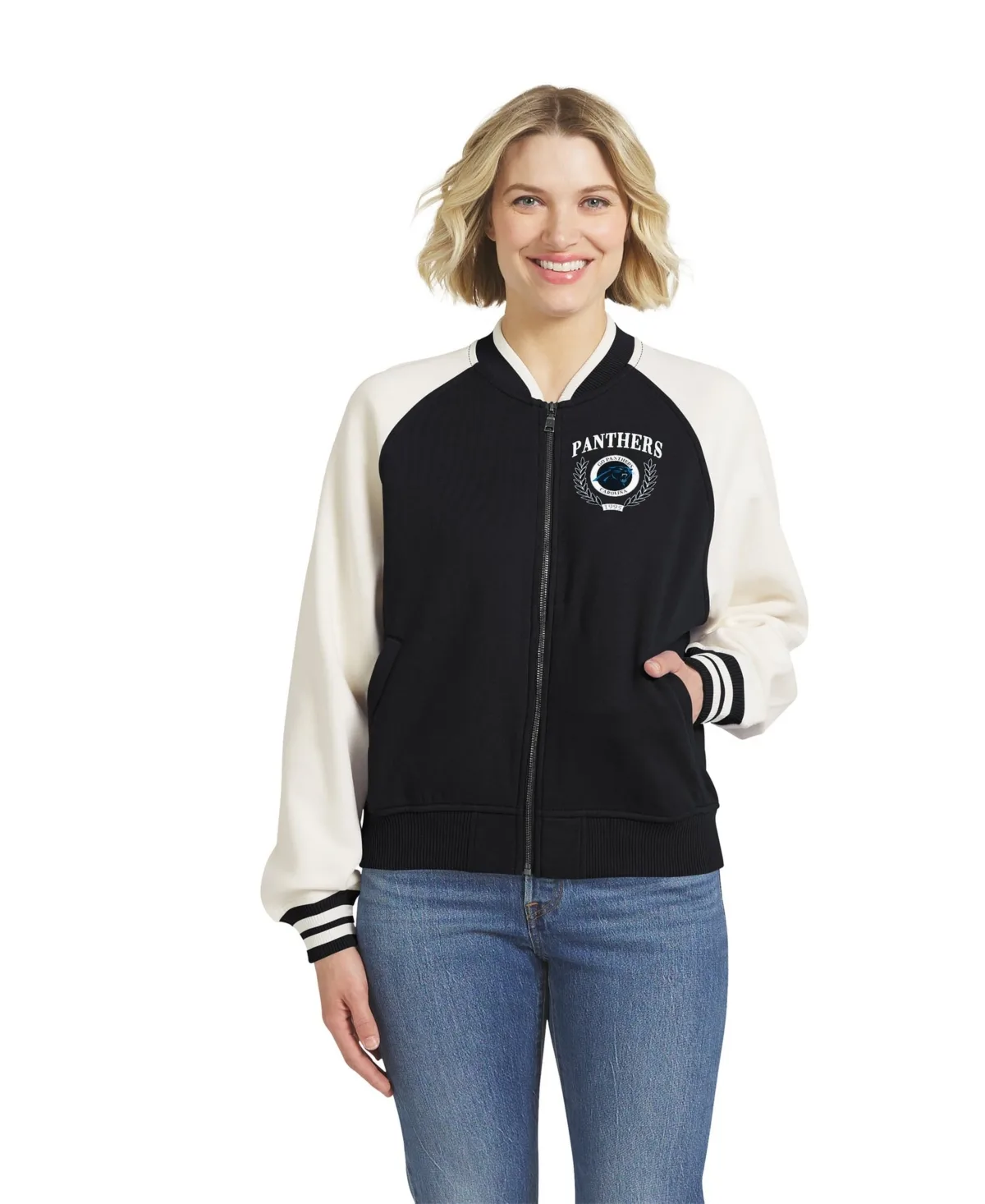 Carolina Panthers Fleece Raglan Full-Zip Jacket by Wear by Erin Andrews