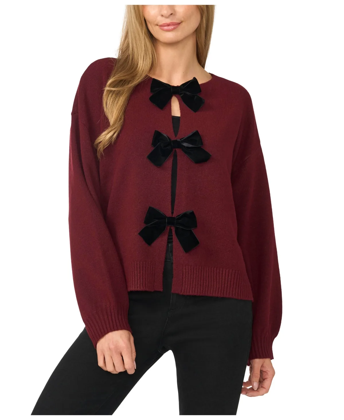 Bow Closure Cardigan Sweater by CeCe