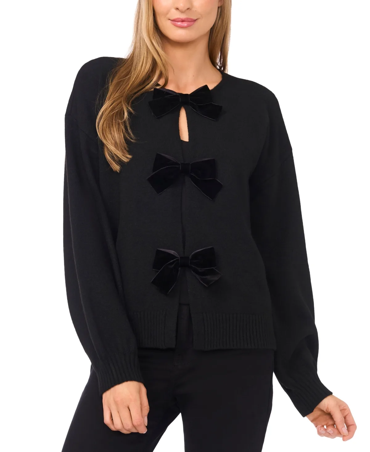 Bow Closure Cardigan Sweater