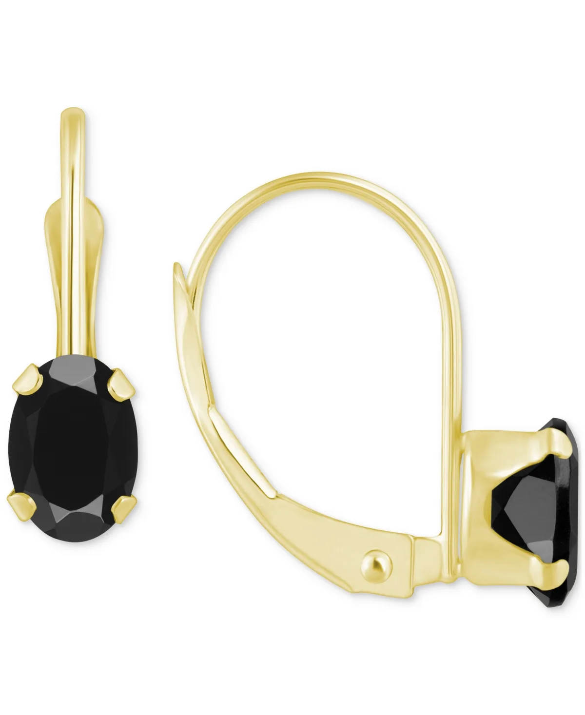 Onyx Oval Solitaire Leverback Earrings in 10k Gold by Macy's