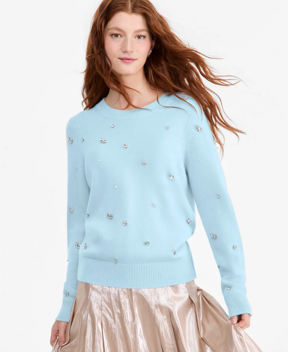 100% Cashmere Embellished Chunky Crewneck Sweaters by Charter Club