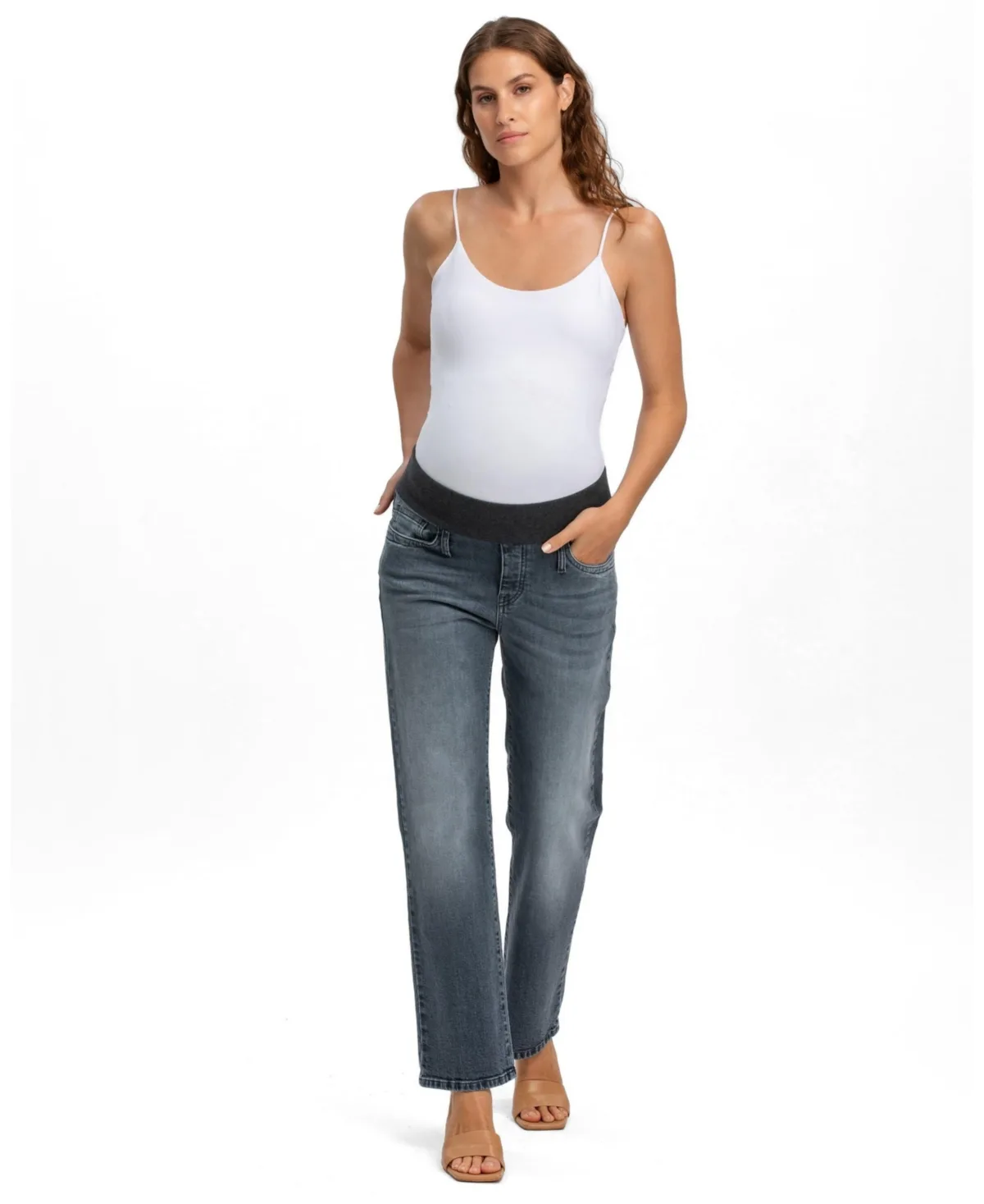 Regular Straight Maternity Jeans in Medium Wash