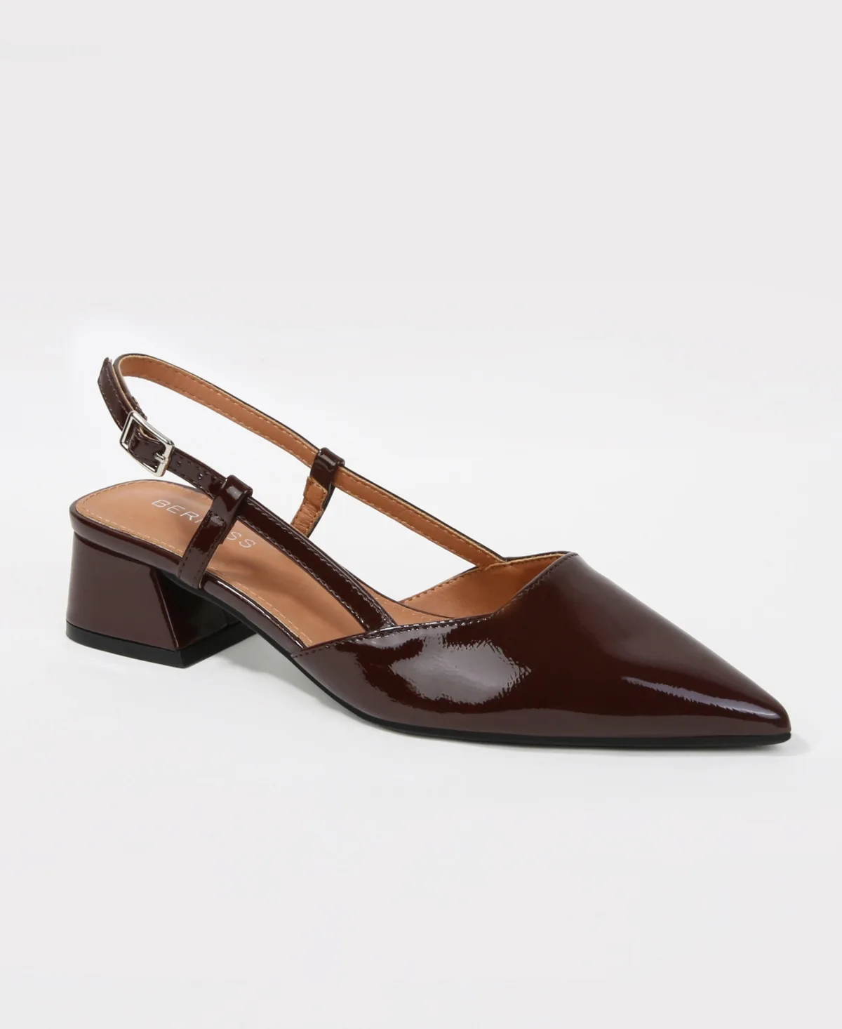Vieda Pointed-Toe Slingback Low-Block-Heel Faux Leather Pumps