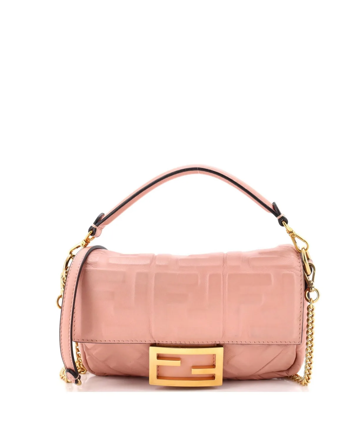 Pre-Owned Fendi Mini Baguette Nm Bag Zucca Embossed Leather by FENDI
