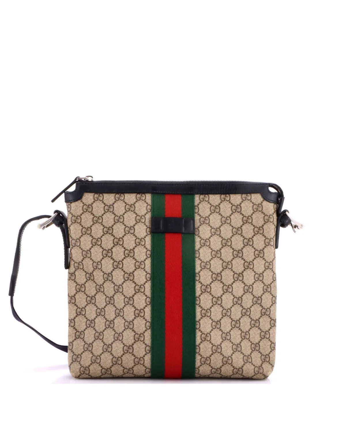 Pre-Owned Gucci Medium Web Messenger Bag Gg Coated Canvas by Gucci