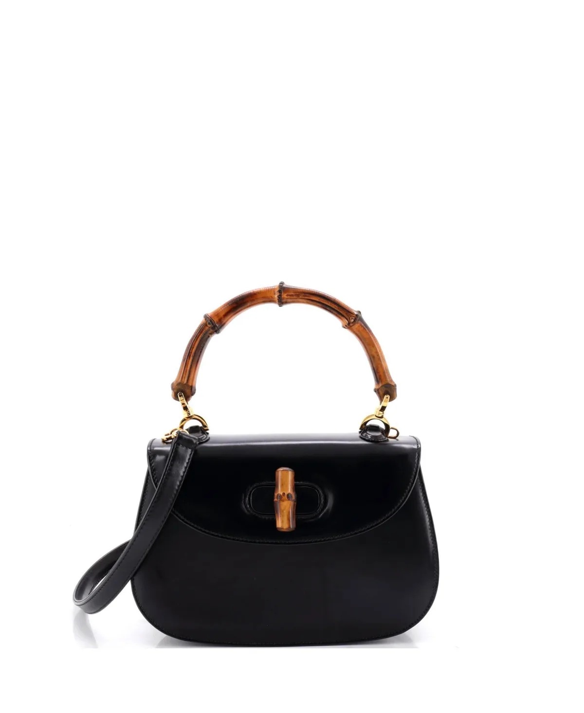 Pre-Owned Gucci Small Vintage Convertible Bamboo Top Handle Bag Leather by Gucci