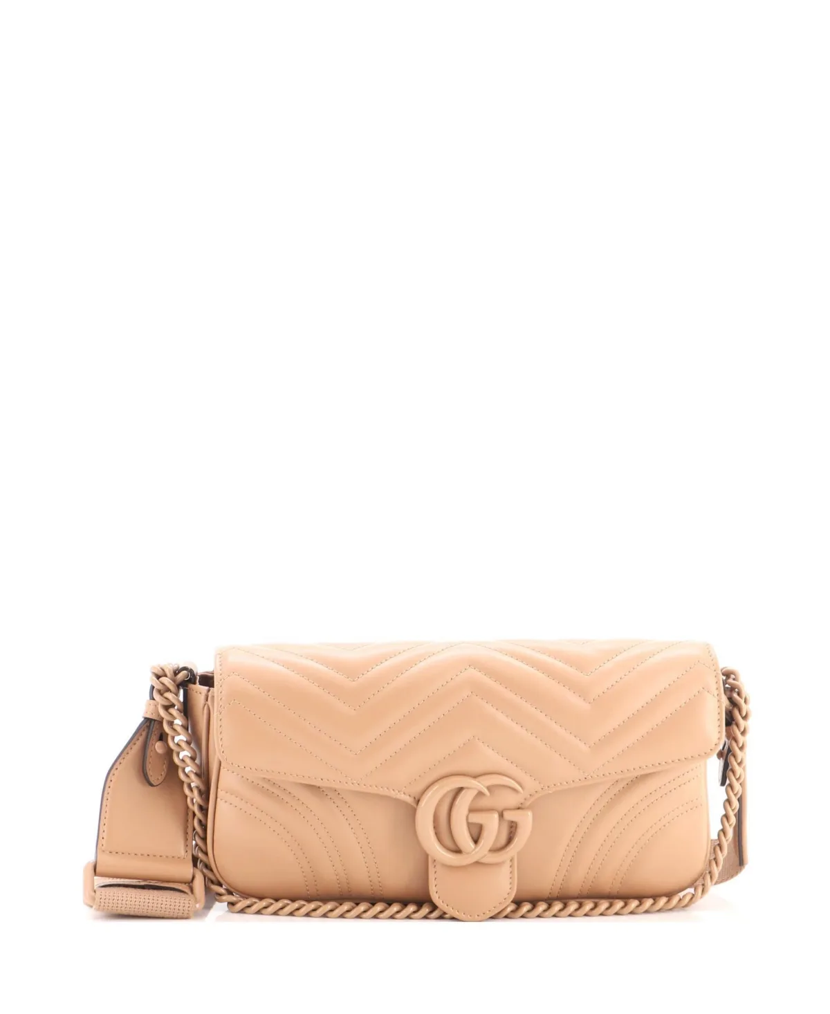 Pre-Owned Gucci Medium Gg Marmont Monochrome Flap Bag Matelasse Leather by Gucci