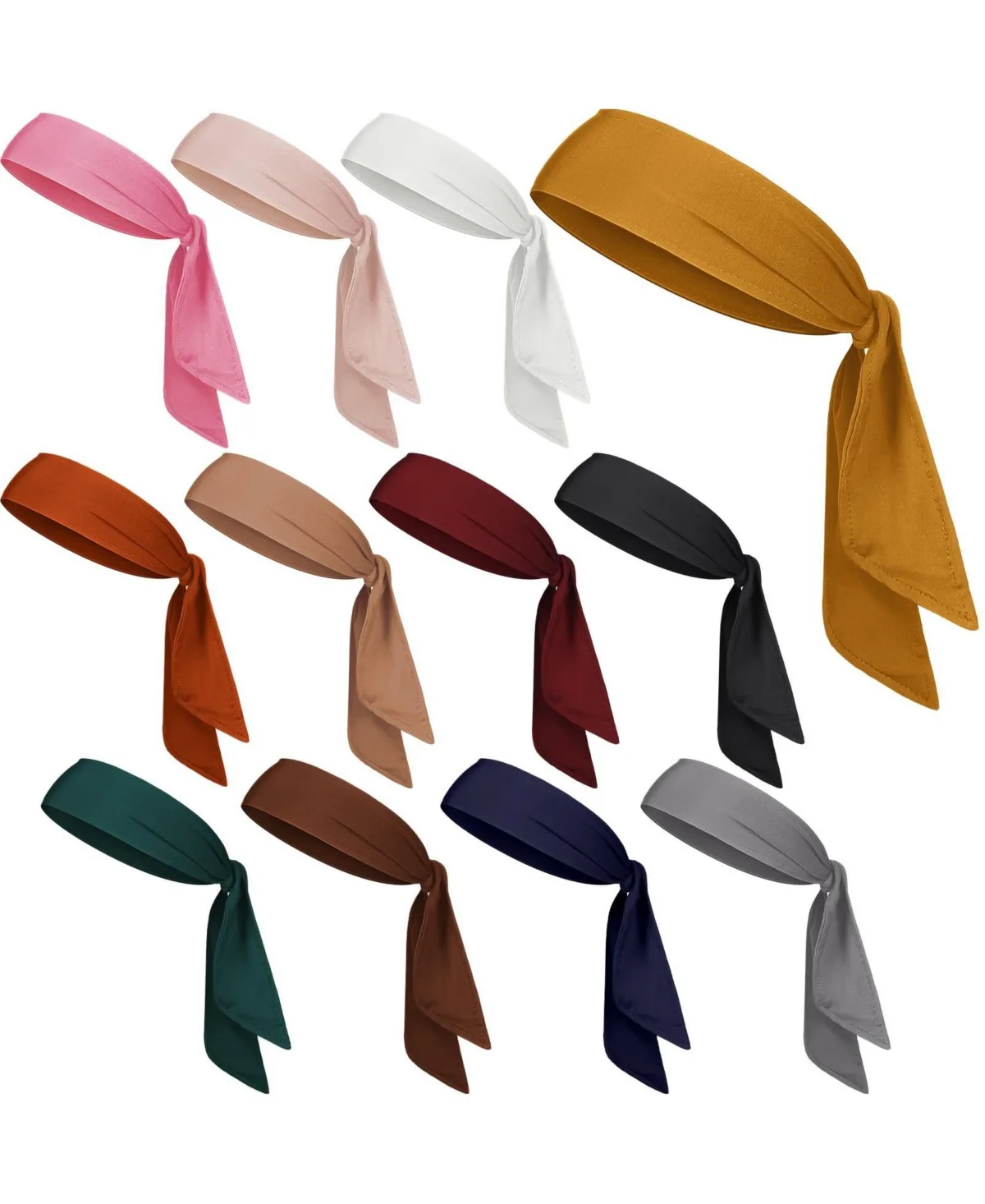 12 Pack Tie Headbands Bulk Sports Tennis Workout Adjustable Sweatbands by Sportneer