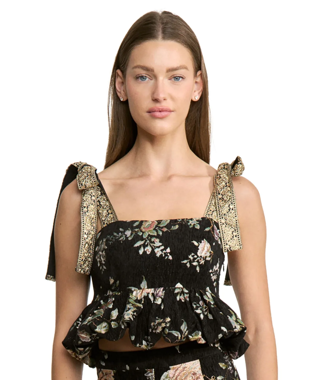 Jasmine Floral-Print Square Neck Crop Tank Top by En Saison