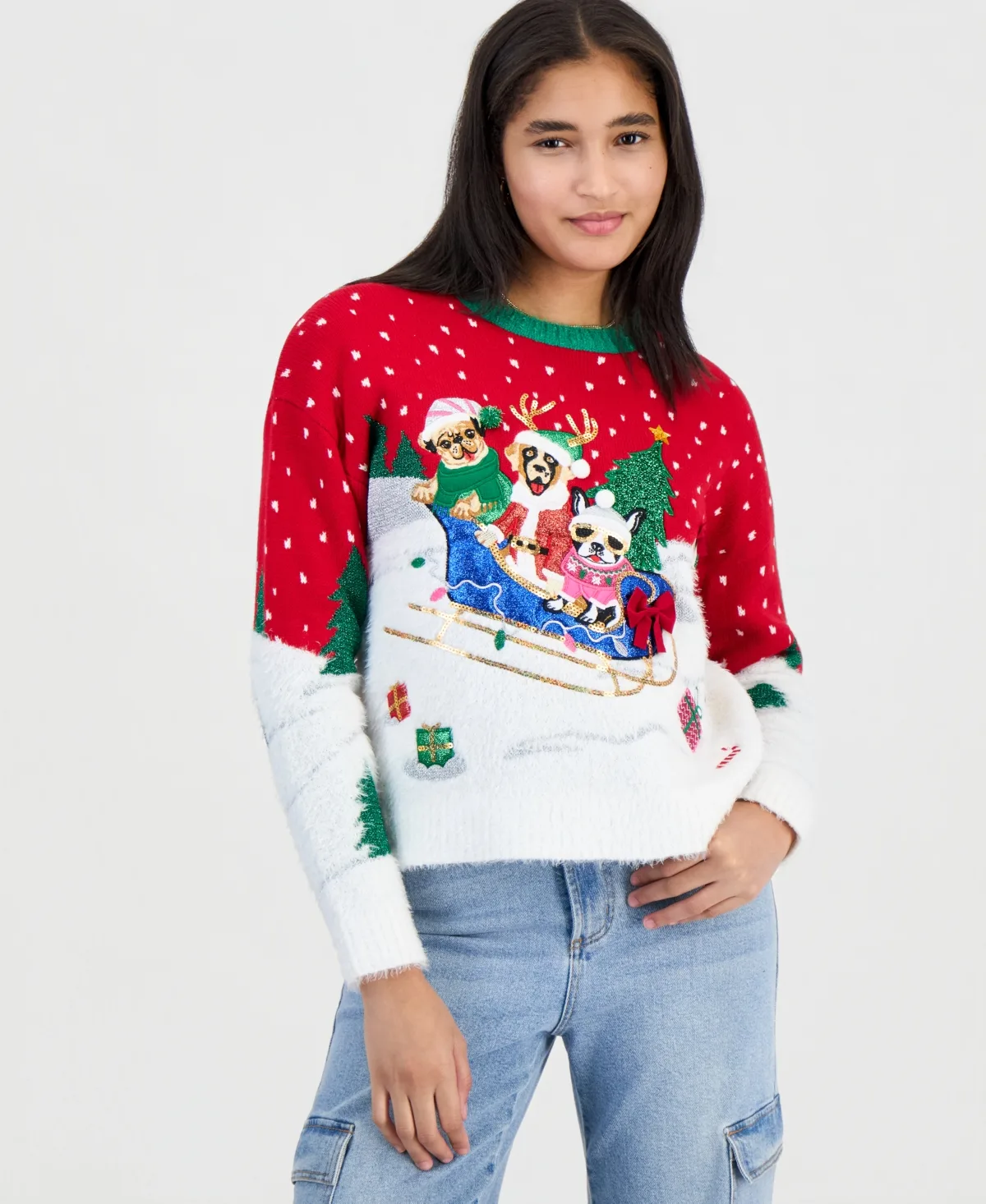 Dog Sled Holiday Christmas Sweater by Hooked Up by Iot