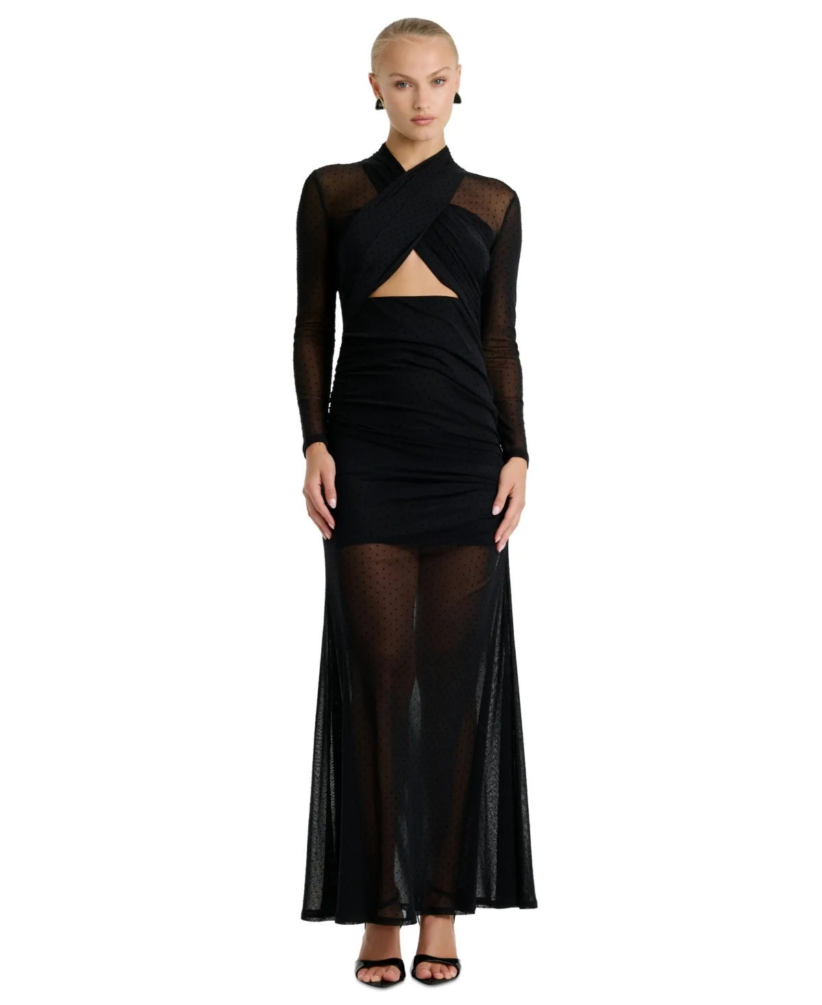 Veria Long-Sleeve Mesh Maxi Dress by Bardot