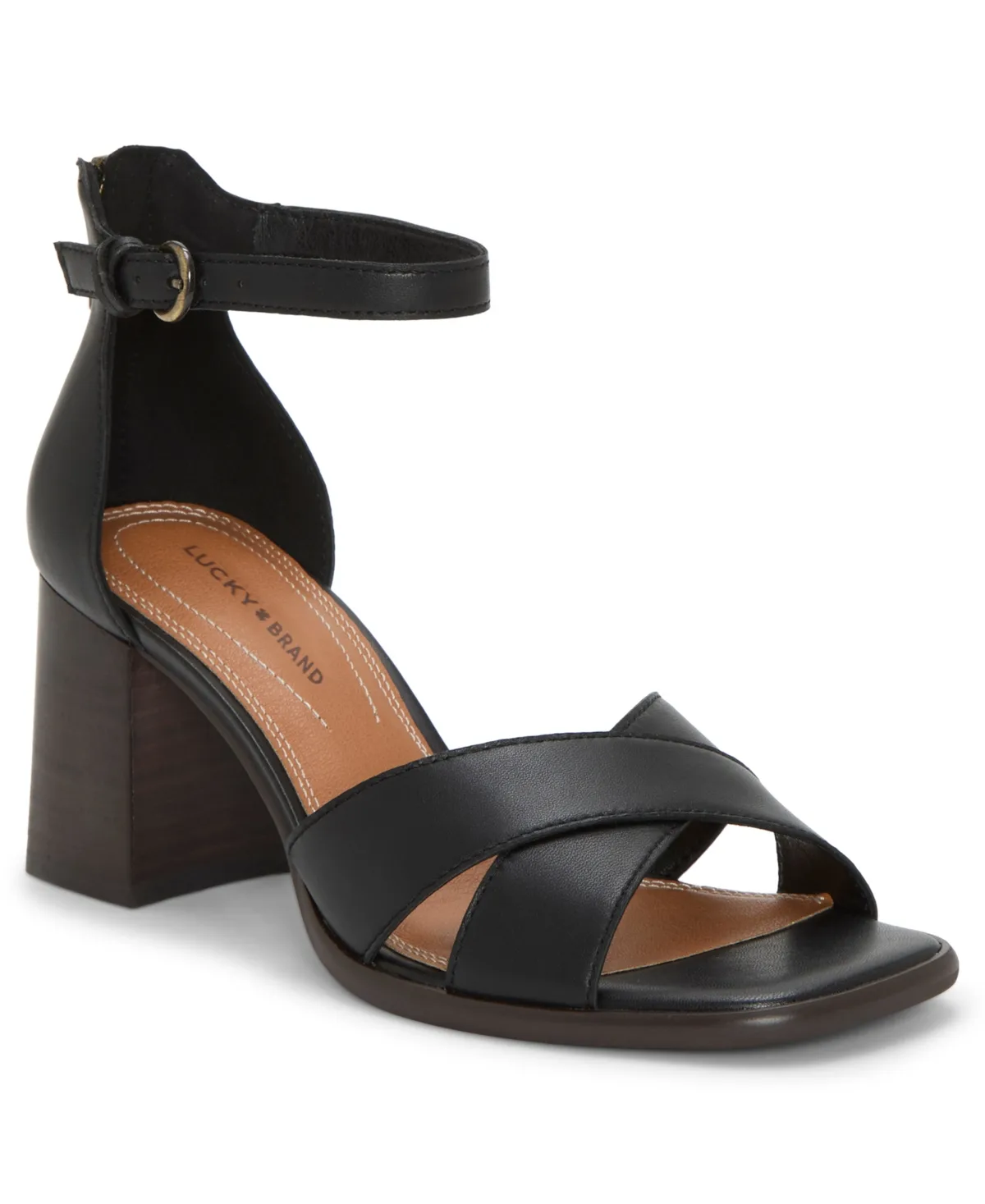 Herrika Stacked Heel Crisscross Dress Sandals - Silky Smooth Leather