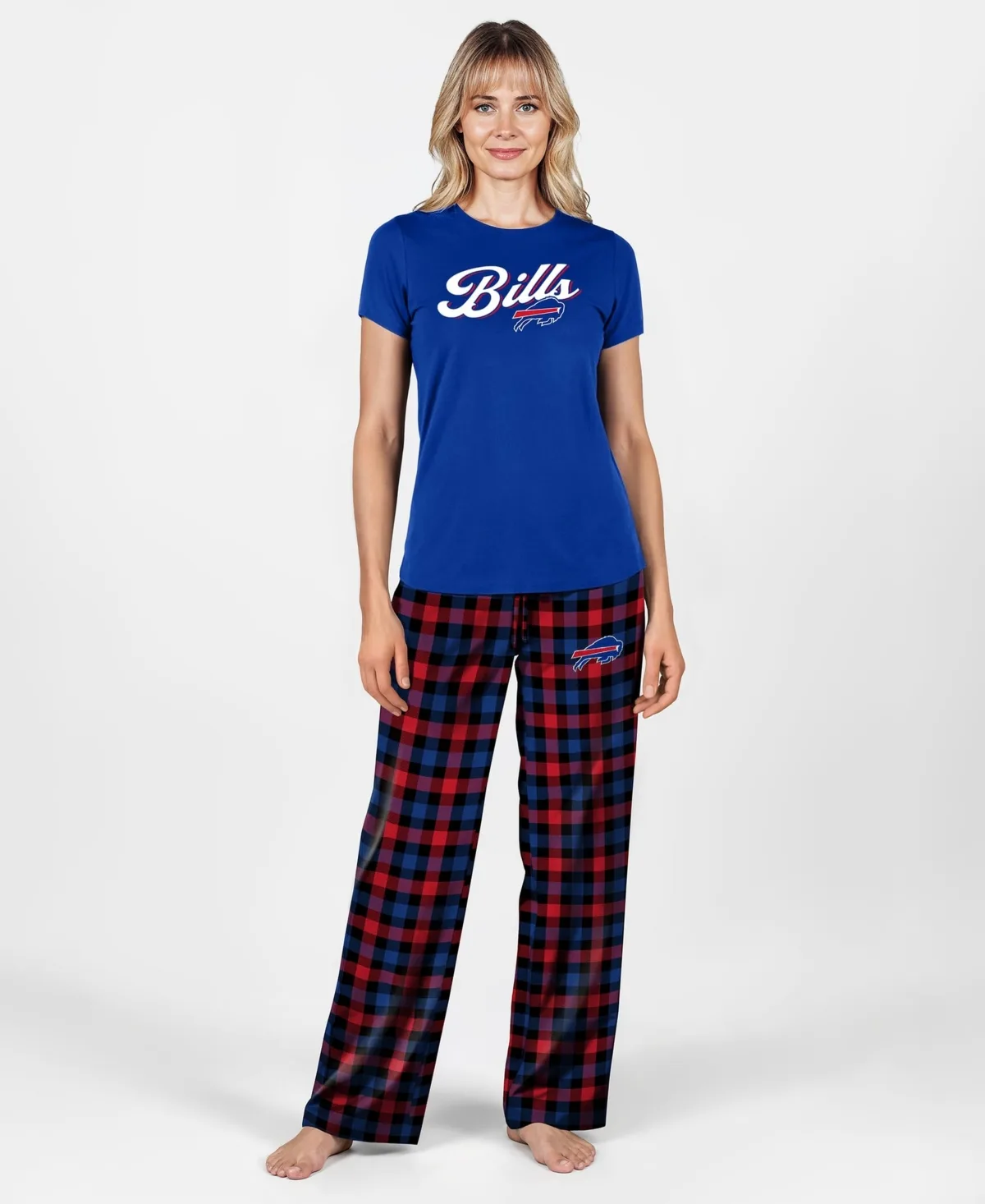 Buffalo Bills Highland Plaid Short-Sleeve T-Shirt and Pajama, 2-Piece Set by Concepts Sport