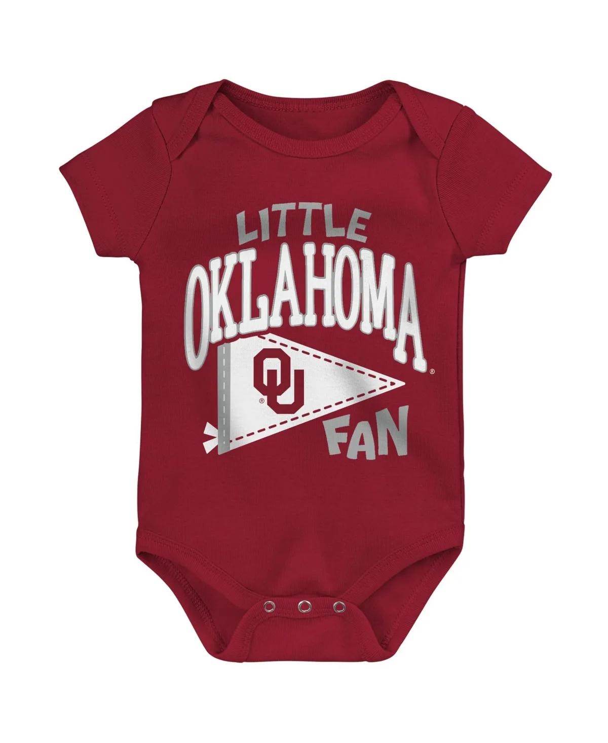 Oklahoma Sooners Little Banner Short-Sleeve Lap-Shoulder Bodysuit by Outerstuff