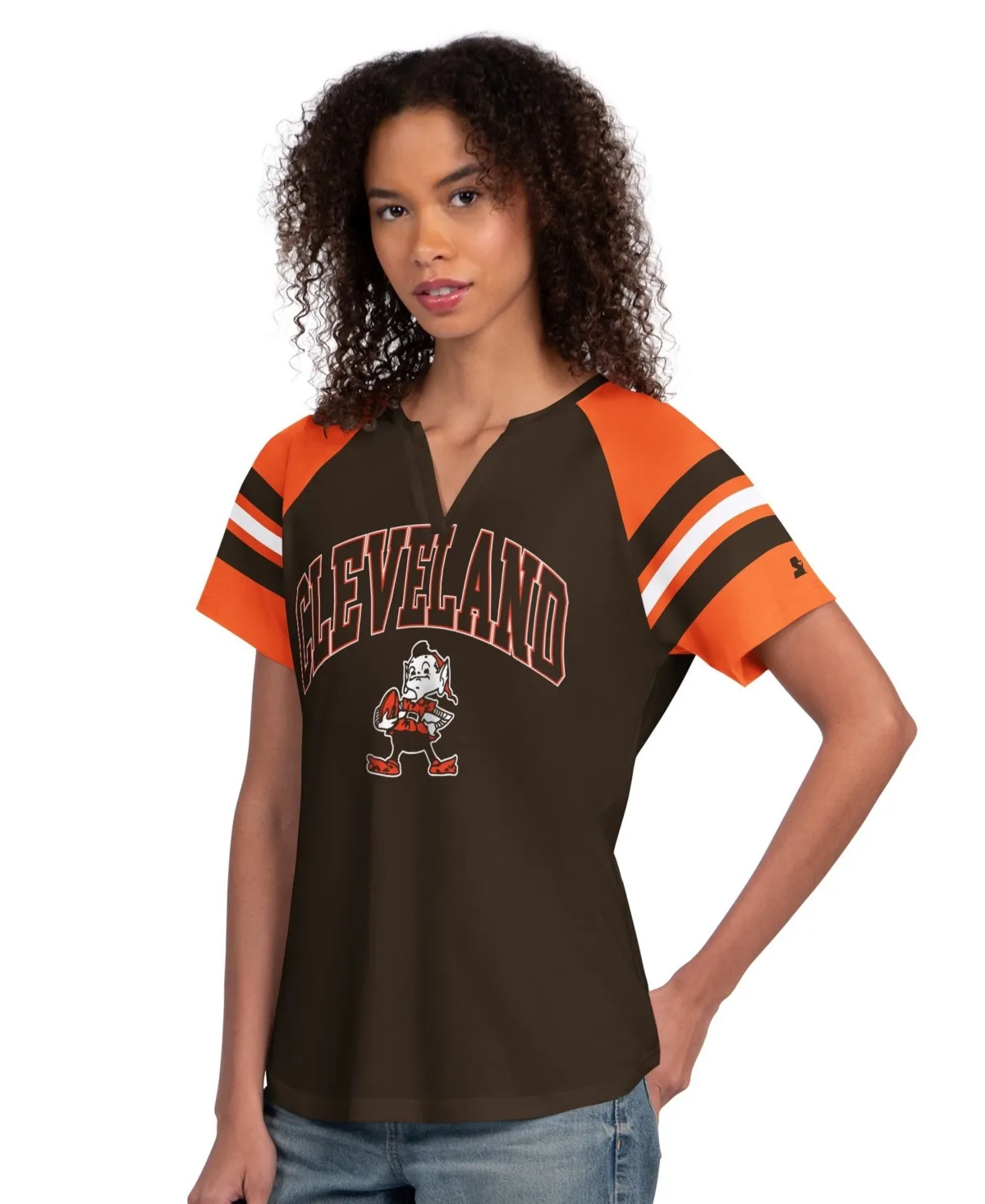 Cleveland Browns Game on Notch Neck Raglan T-Shirt by Starter