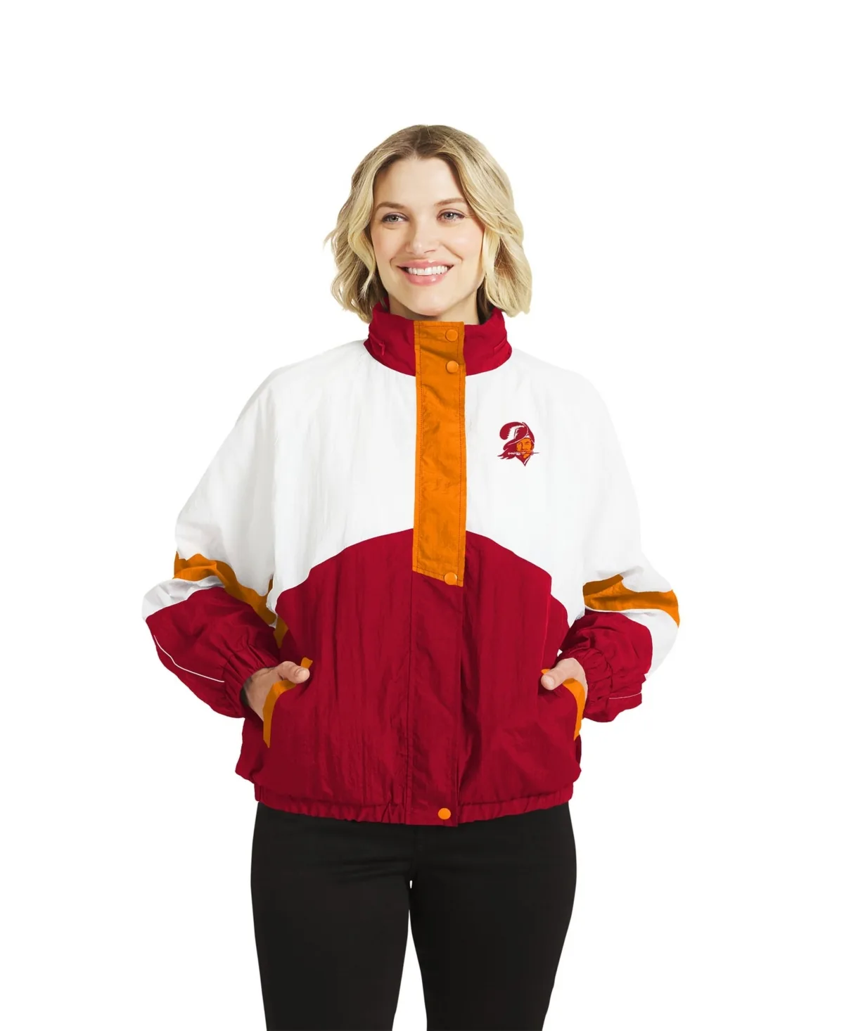 Tampa Bay Buccaneers Throwback Zip-Away Hood Crinkle Windbreaker Jacket by Wear by Erin Andrews