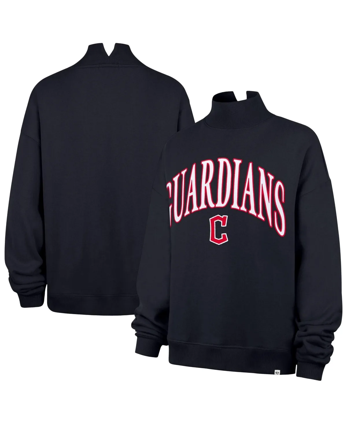 Cleveland Guardians Vantage Mock Neck Cropped Dropped-Shoulder Sweatshirt by 47 Brand
