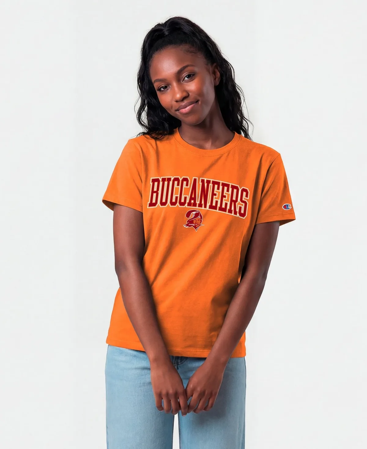 Tampa Bay Buccaneers Ora Screen-Print Short-Sleeve Crewneck T-Shirt by Champion