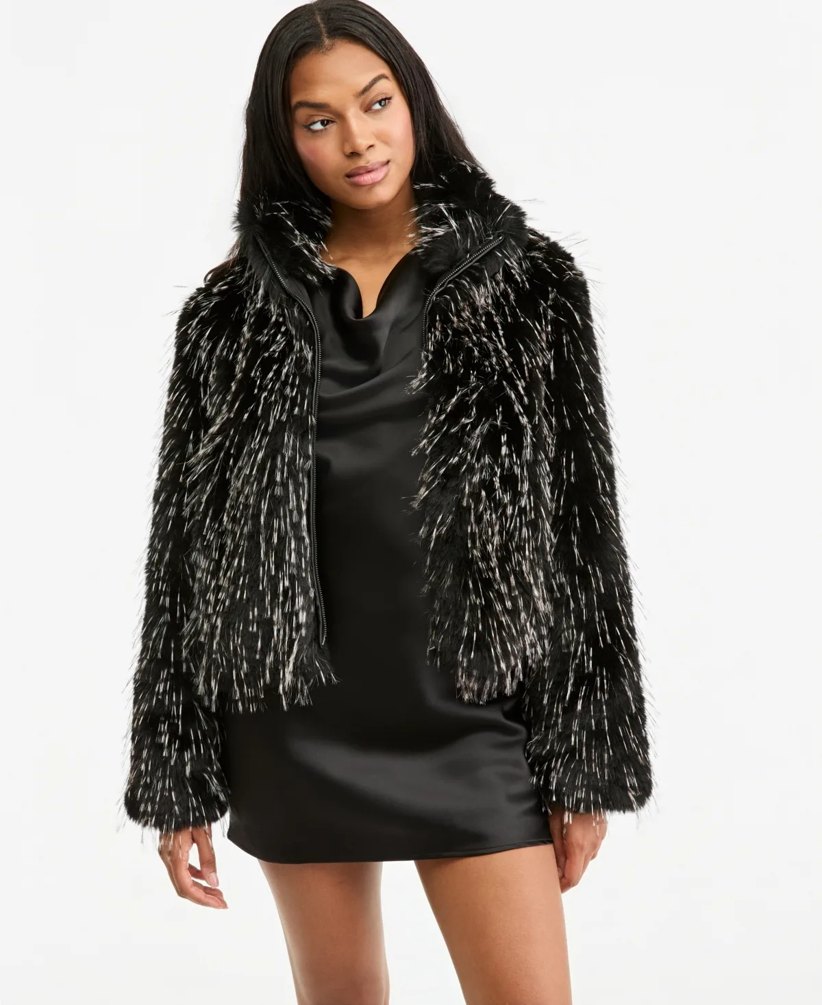 Faux Fur Stand Collar Zip-Front Jacket by Bar III