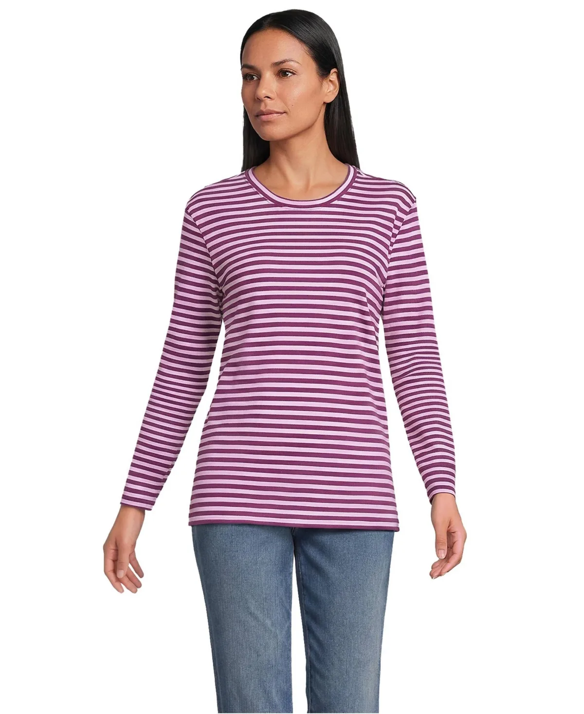 Cotton Relaxed Long Sleeve Crew Neck by Lands' End
