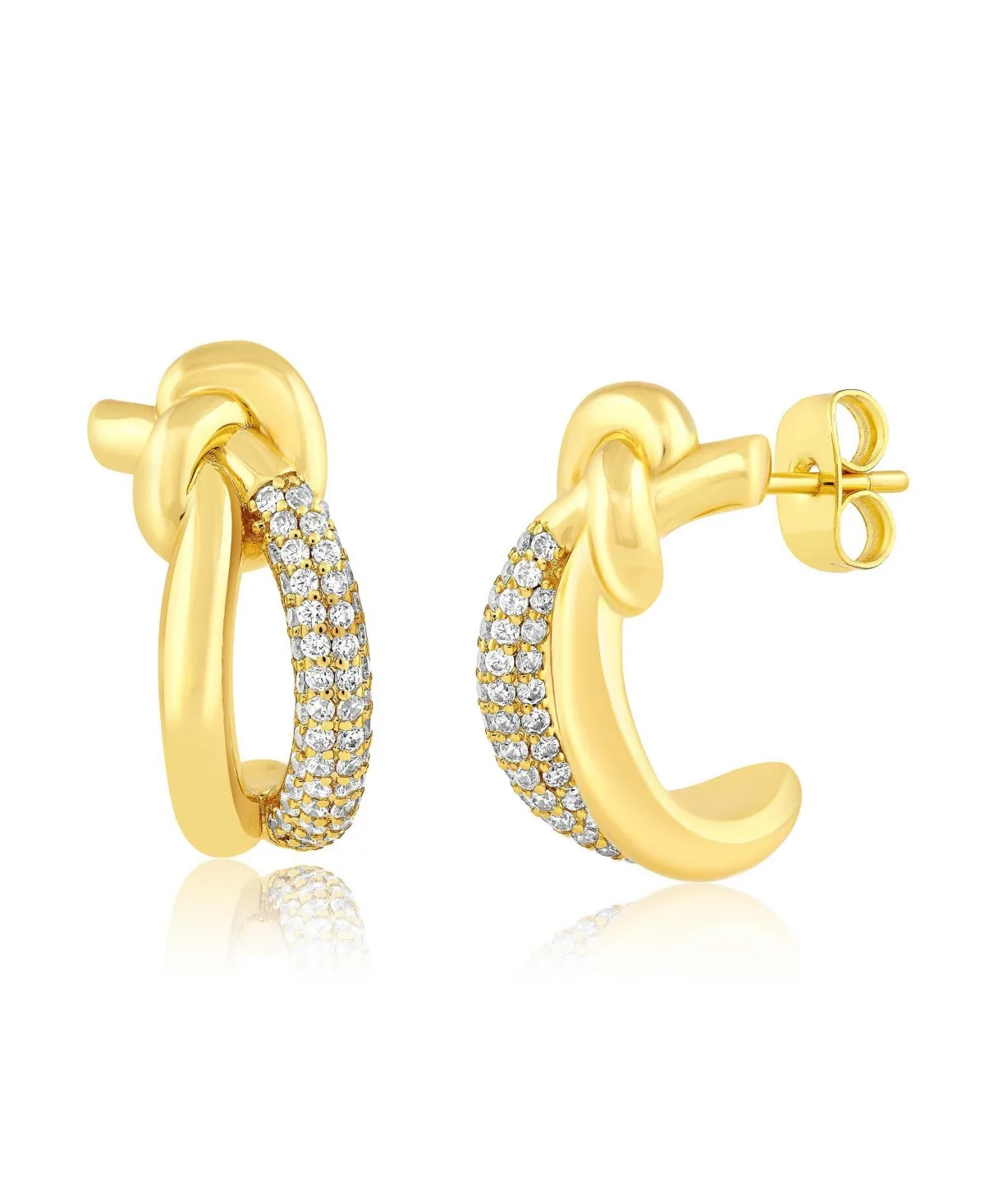 Cubic Zirconia Knot Design Half Hoop Earrings