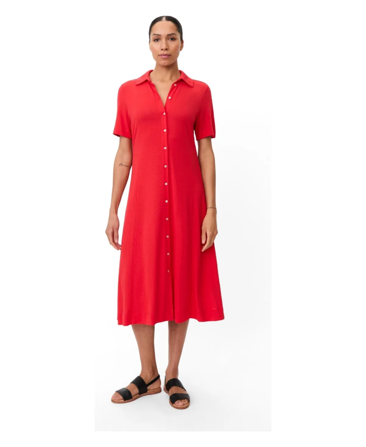 MaNirithis Short-Sleeve Collared Midi Dress by Masai Copenhagen