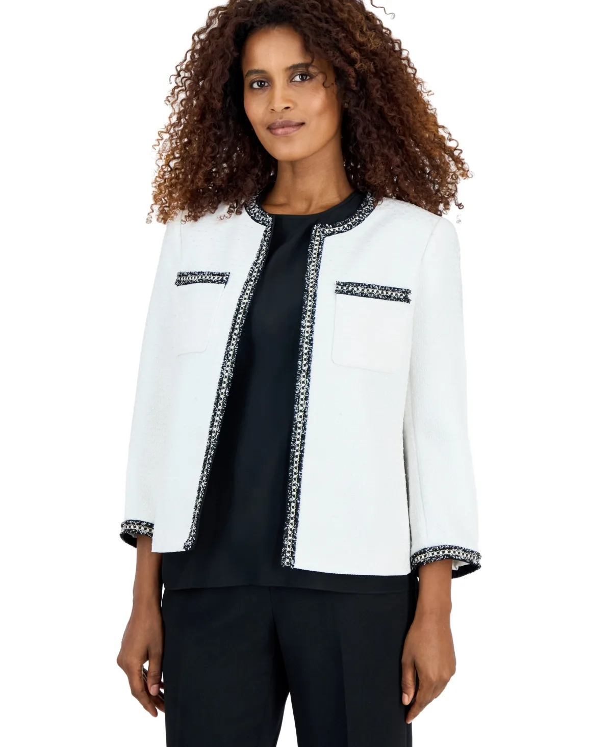 Work 3/4-Sleeve Patch Pocket Cardigan by Kasper
