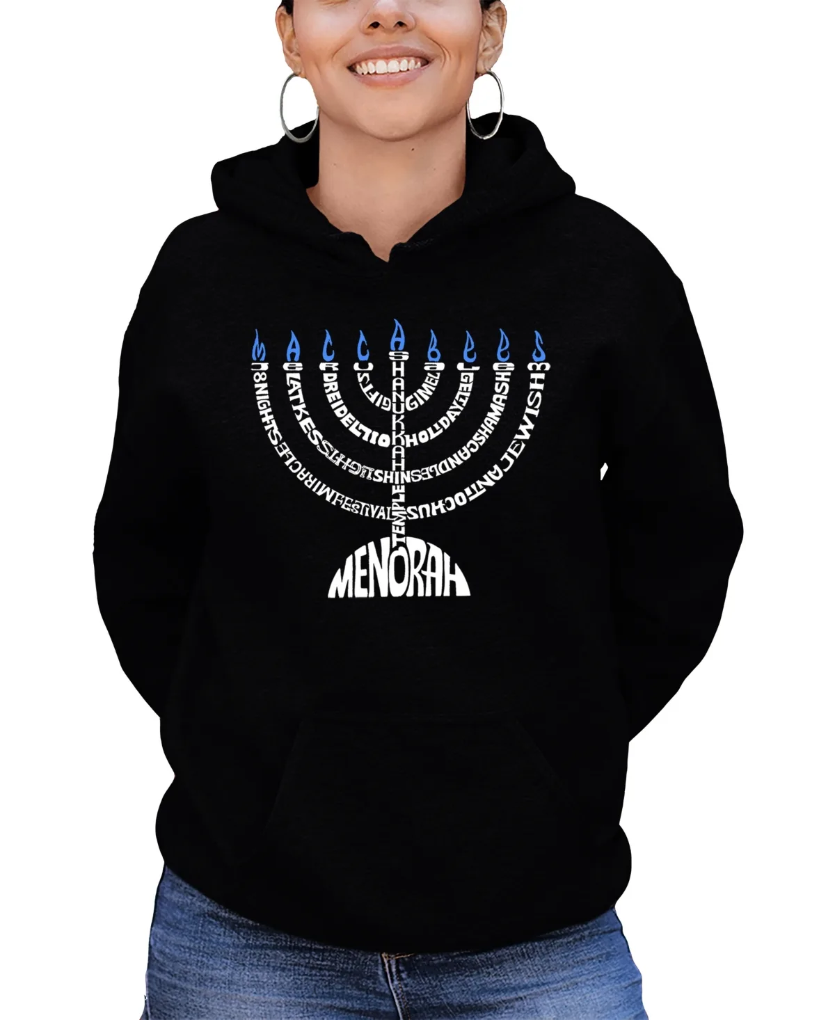 Menorah Word Art Hooded Sweatshirt by LA Pop Art
