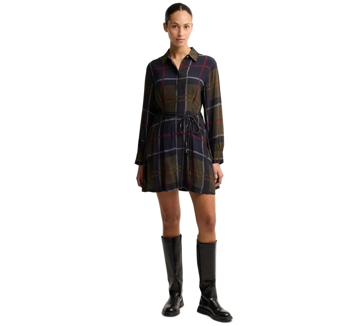 Ivybridge Long-Sleeve Plaid V-Neck Shirt Dress by Barbour