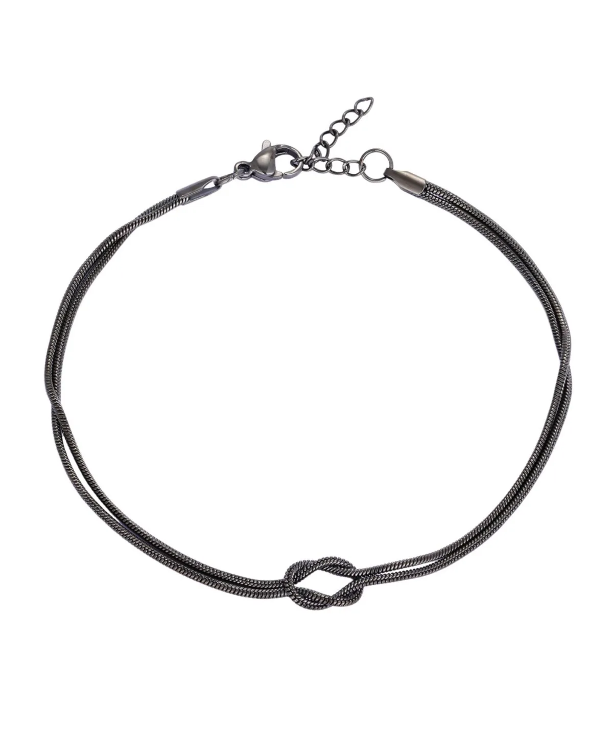 Silver-Tone Stainless Steel Adjustable Link & Chain Knot Bracelet by Adornia