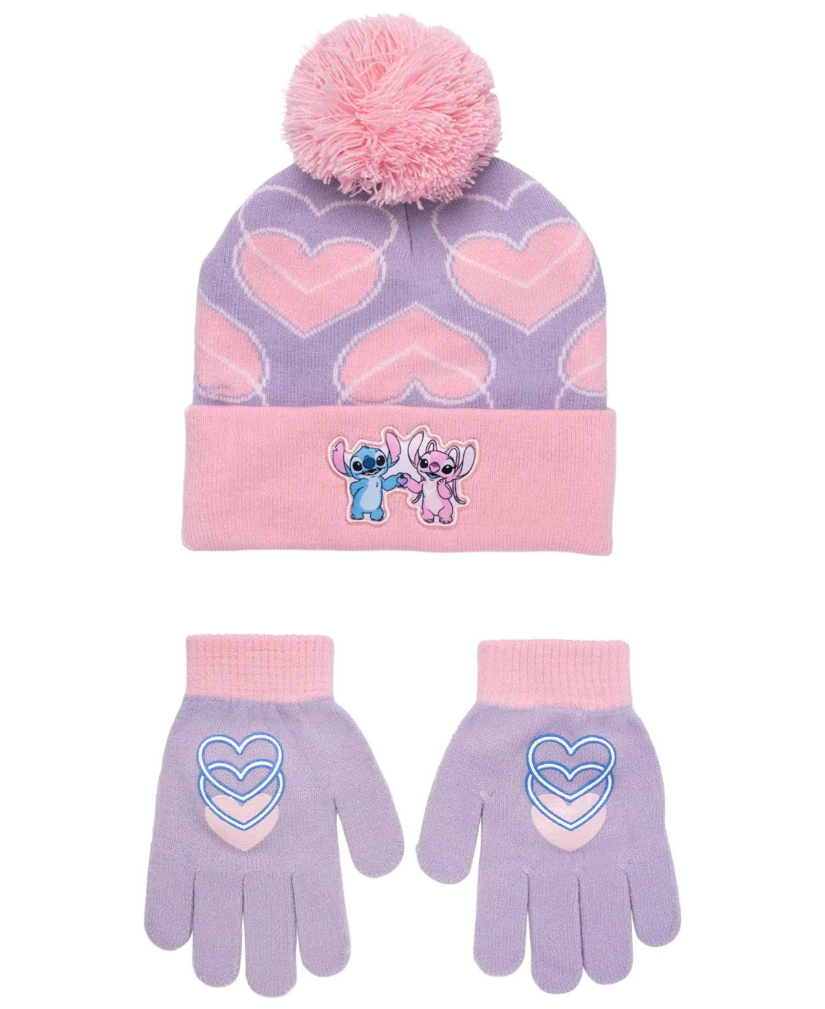 Stitch and Angel Pom-Pom Acrylic Beanie and Gloves, 2-Piece Set by Disney