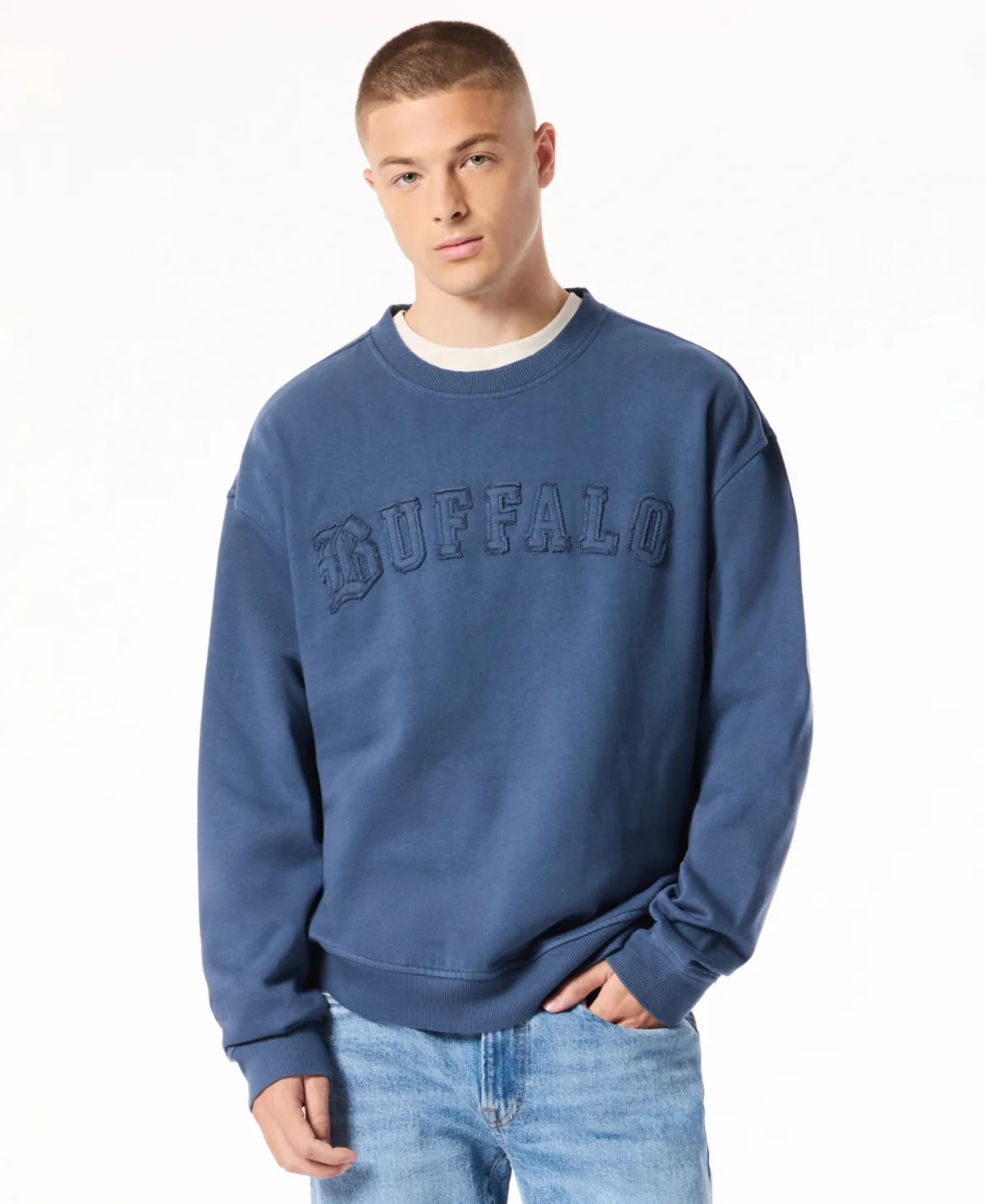 Felice Graphic Brushed-Fleece Acid-Wash Crewneck Sweatshirt by Buffalo David Bitton