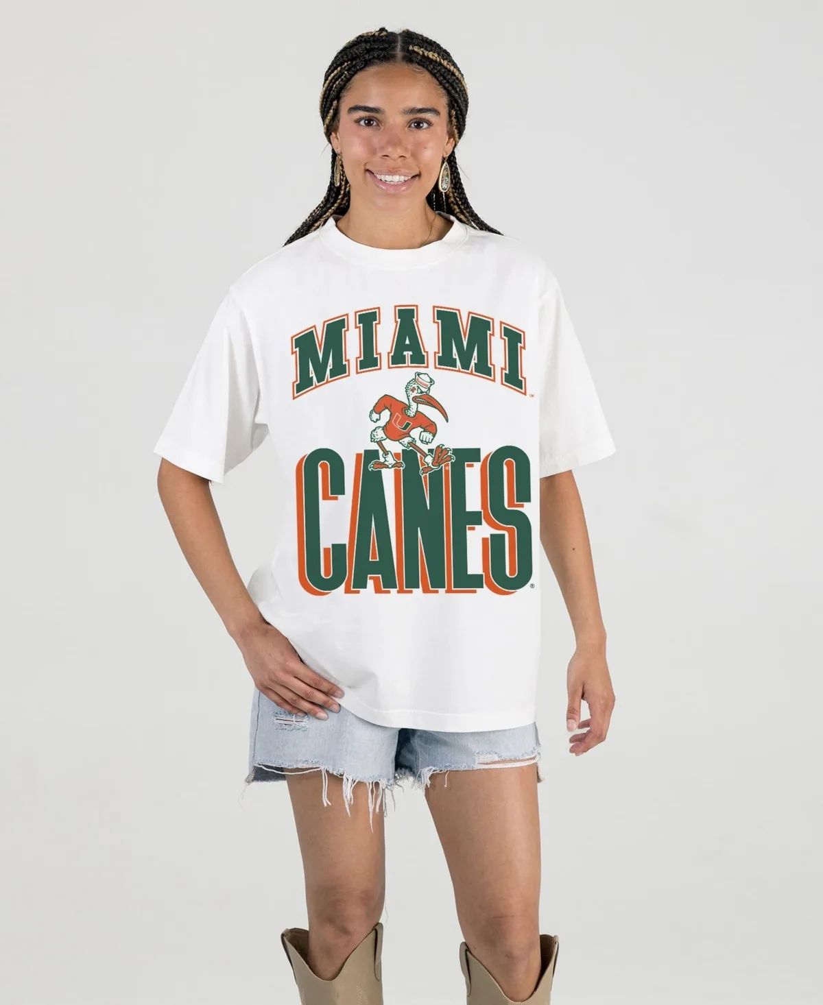 Miami Hurricanes Fierce Focus Oversized T-Shirt by Gameday Couture