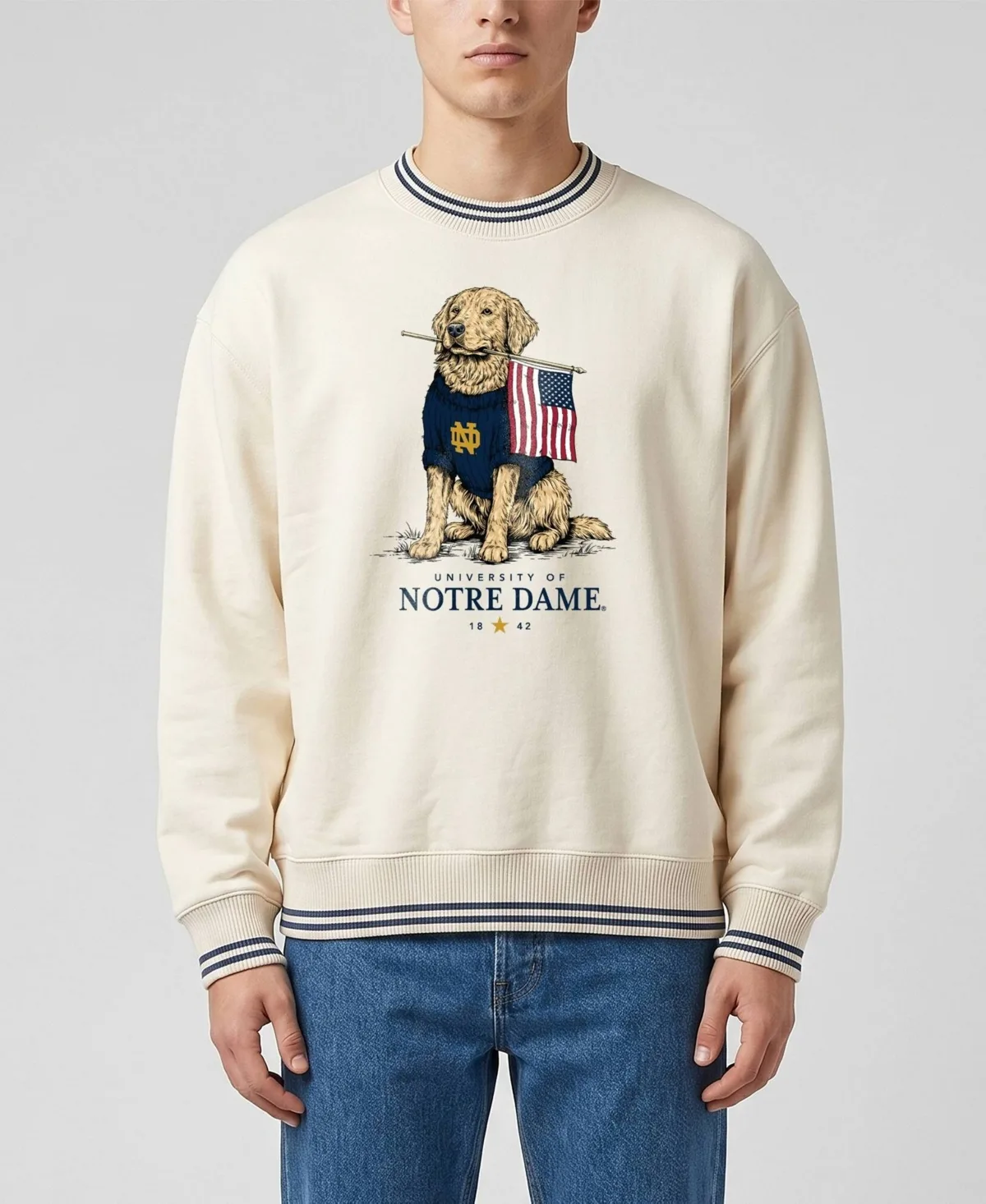 Notre Dame Fighting Irish Americana Good Boy Ribbed Premium Sweatshirt