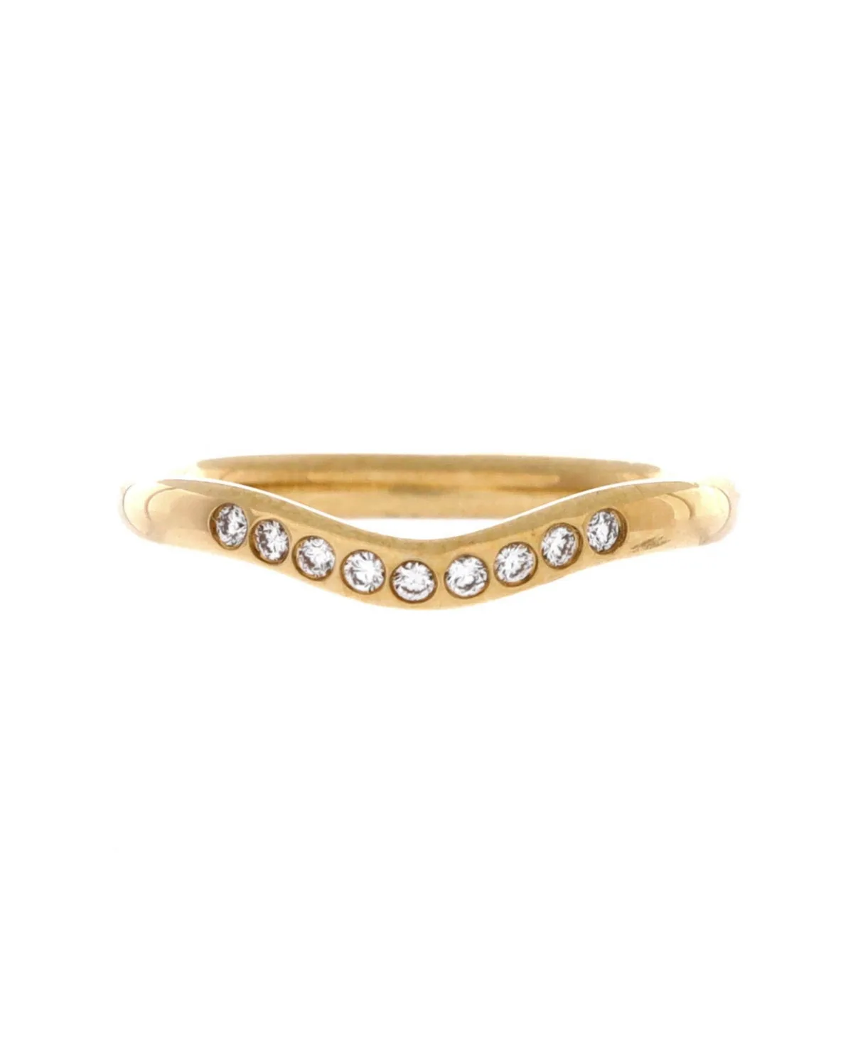Pre-Owned Tiffany & Co Elsa Peretti Curved Diamond Wedding Band (0.06 ct.) in 18K Yellow Gold by Tiffany & Co.