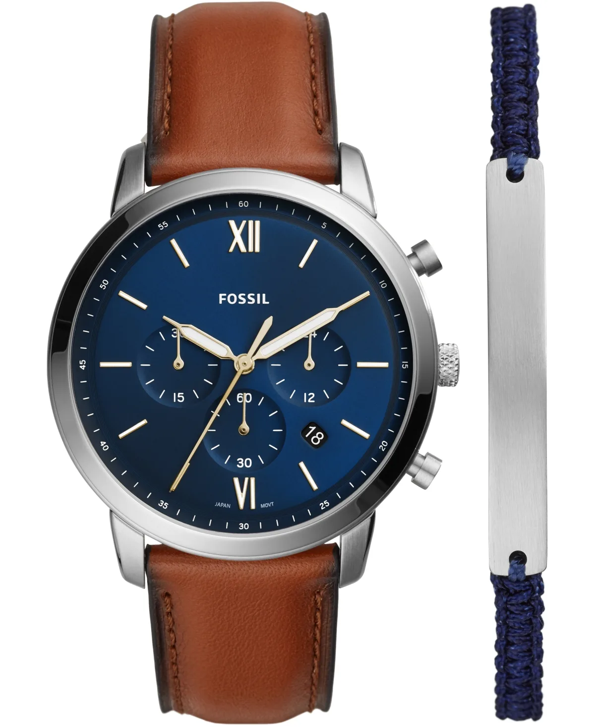 Chronograph Bronson Leather Strap Watch 50mm Gift Set by Fossil