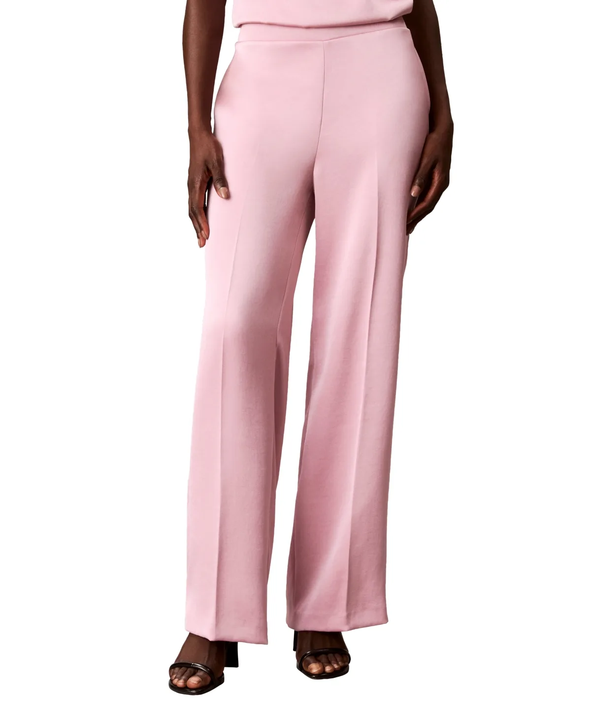 Pull-On Wide-Leg Satin Pants